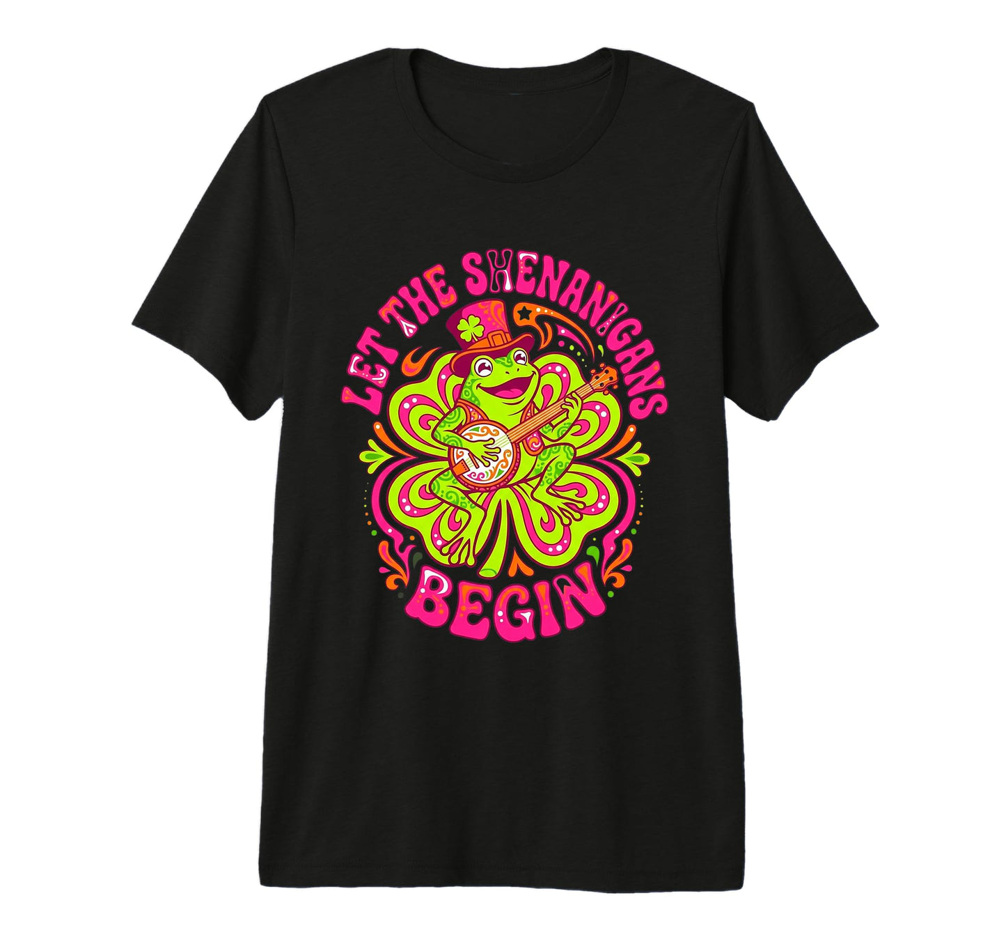 Let Shenanigans Begin Psychedelic Banjo T-Shirt - Unique Graphic Unisex - T-Shirt, Sweatshirt, Hoodie