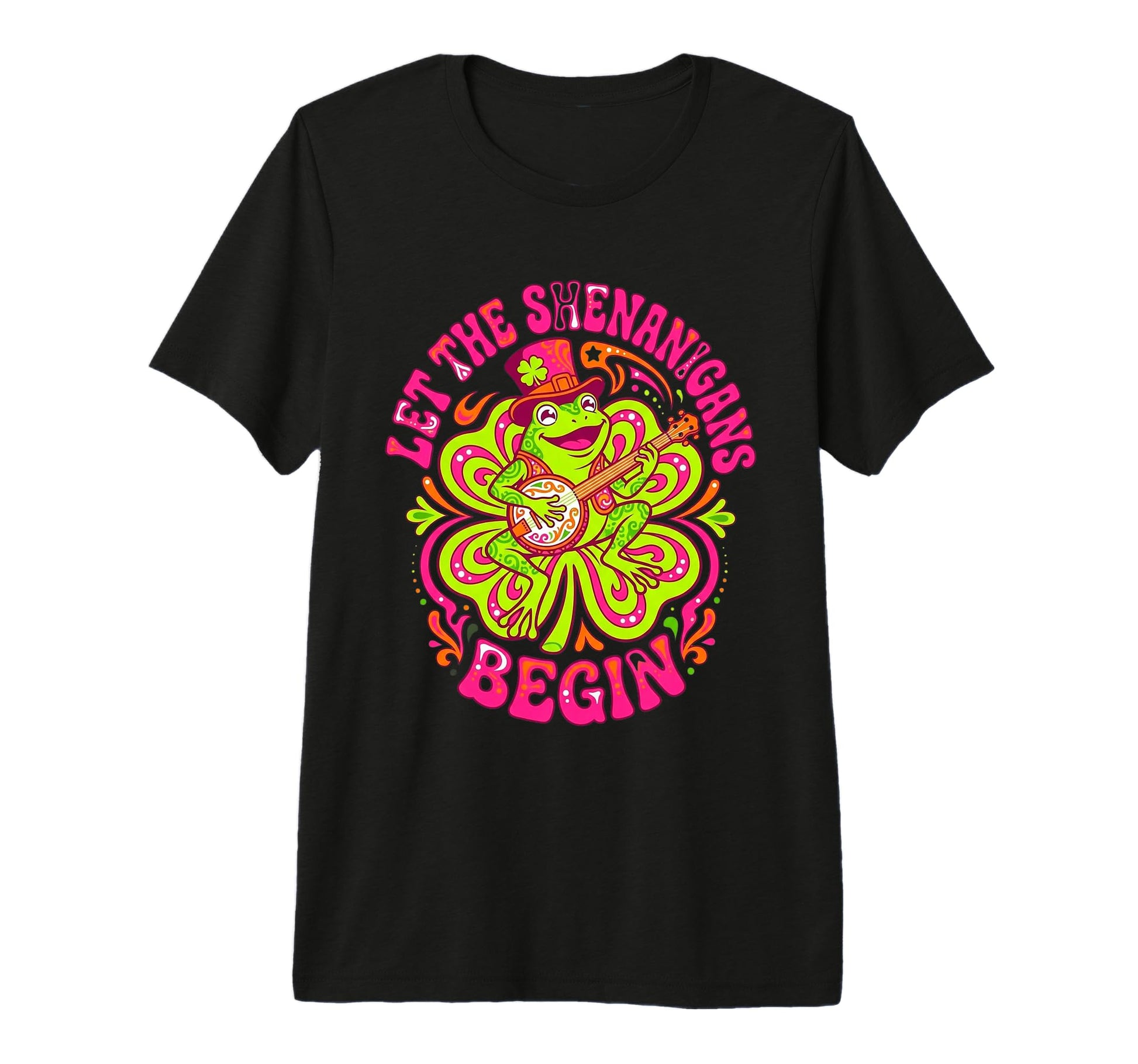 Let Shenanigans Begin Psychedelic Banjo T-Shirt - Unique Graphic Unisex - T-Shirt, Sweatshirt, Hoodie