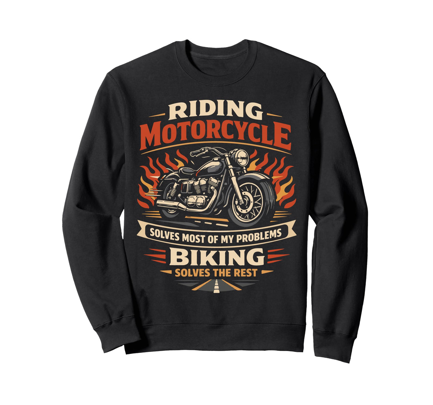 Motorcycle Biker Riding Motorcycle Sweatshirt - Custom Art Print for Adults - T-Shirt, Sweatshirt, Hoodie