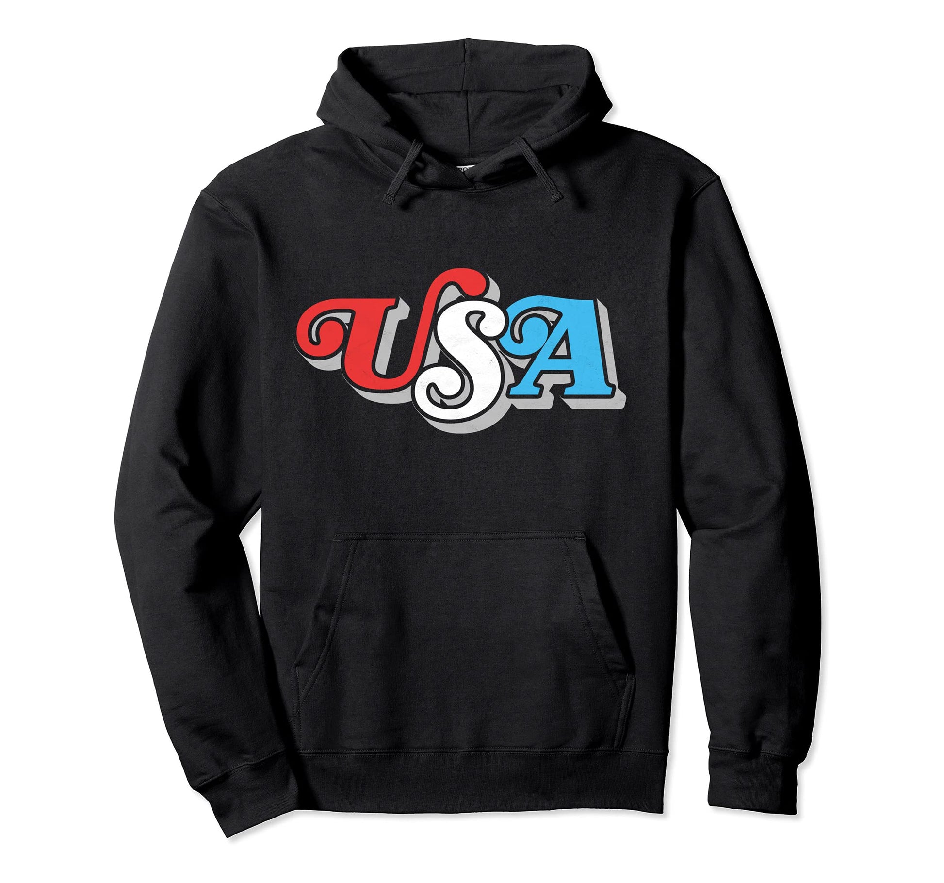 Usa Typography Patriotic 4Th July 80S Hoodie - Novelty Apparel for Adults - T-Shirt, Sweatshirt, Hoodie