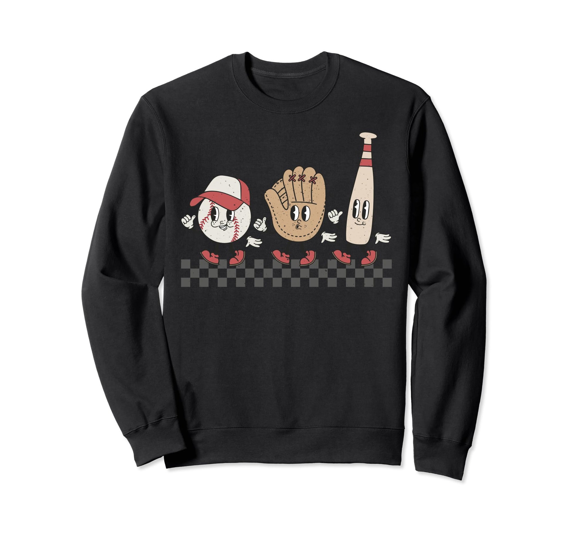 Baseball Groovy Cartoon Love Sweatshirt - Unique Graphic for Adults - T-Shirt, Sweatshirt, Hoodie