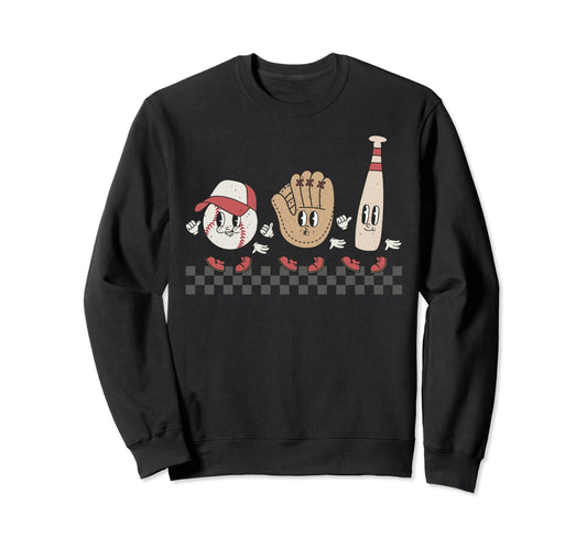 Baseball Groovy Cartoon Love Sweatshirt - Unique Graphic for Adults - T-Shirt, Sweatshirt, Hoodie