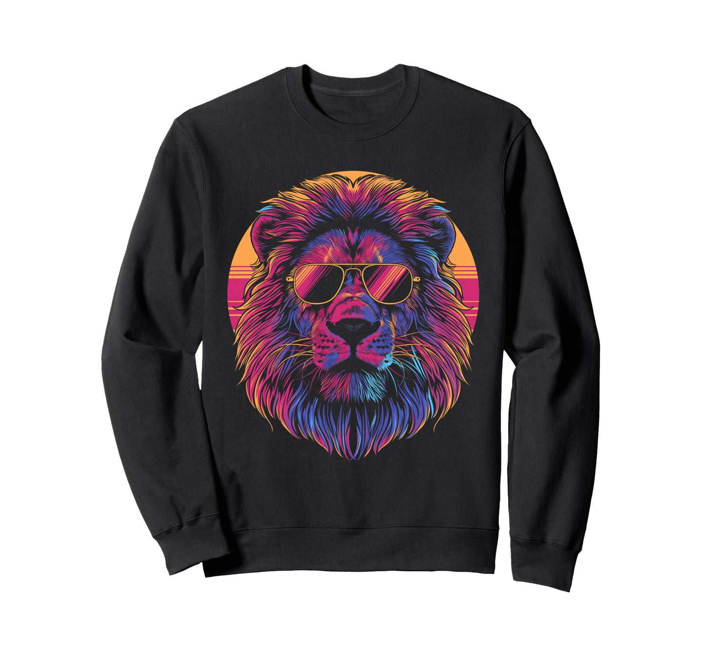 Lion Vaporwave Aesthetic Sweatshirt - Casual Everyday Wear for Adults - T-Shirt, Sweatshirt, Hoodie