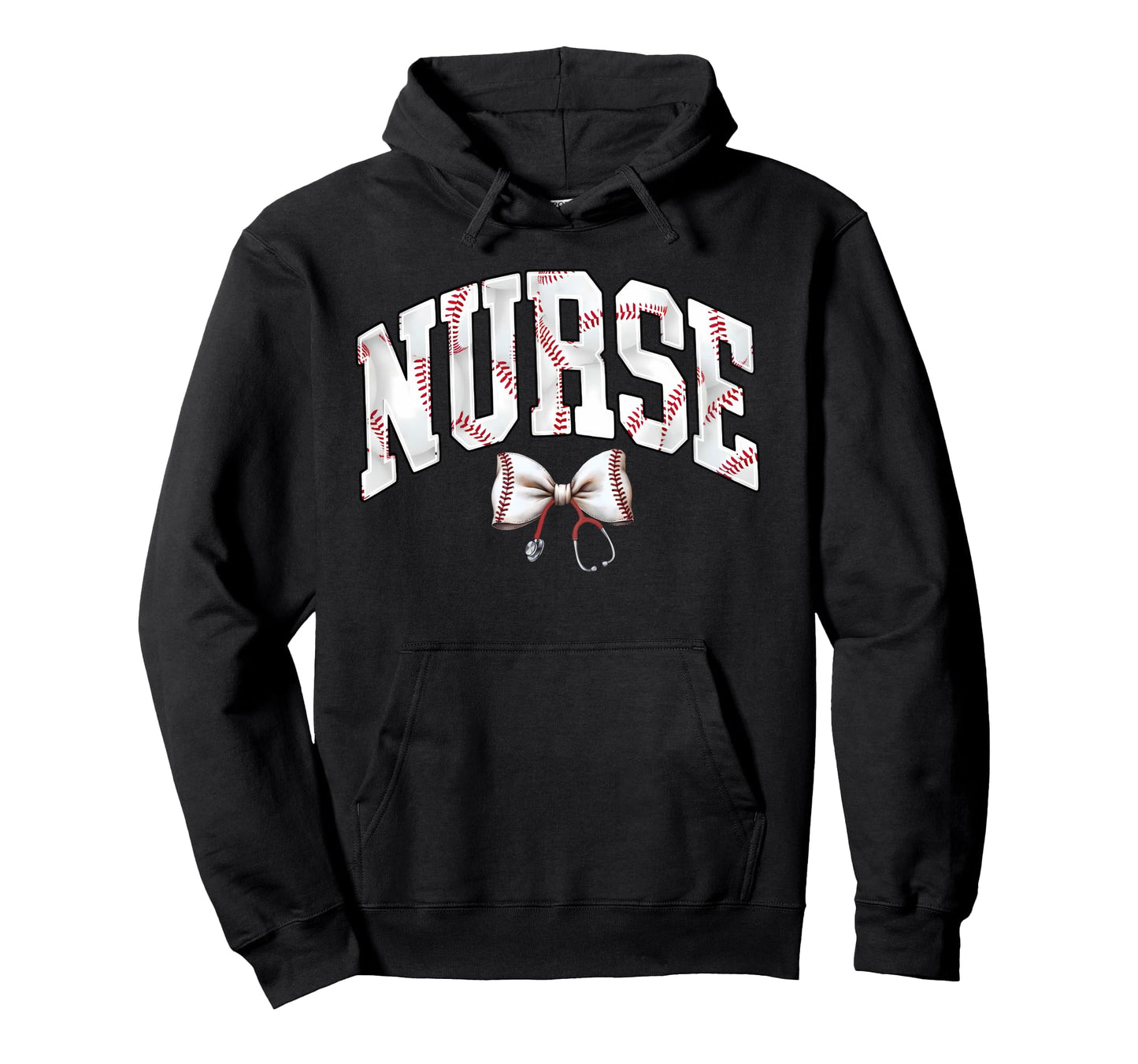 Nurse Baseball Stethoscope Coquette Bow Hoodie - Streetwear Style Unisex - T-Shirt, Sweatshirt, Hoodie