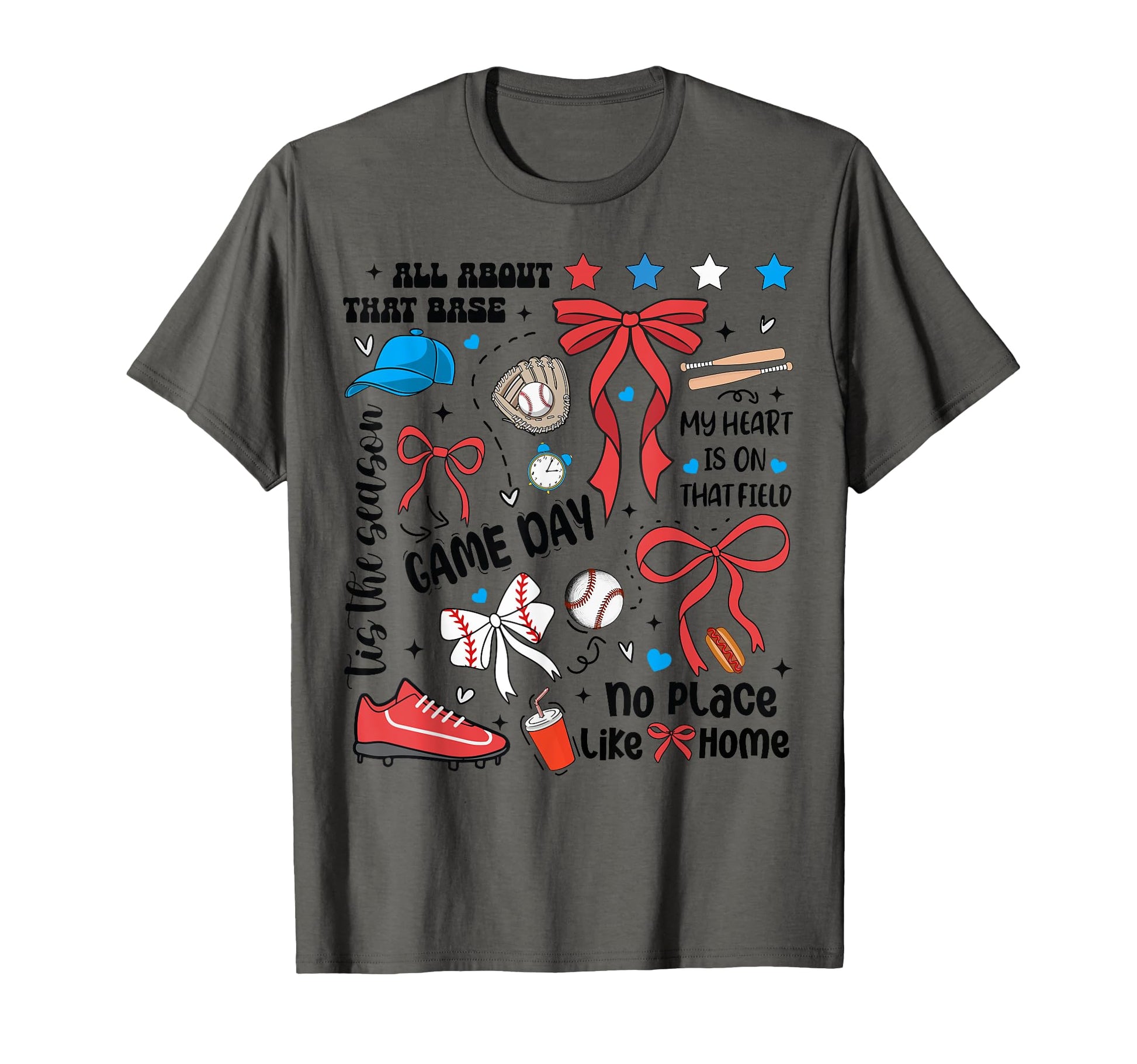 Baseball Coquette Bow Baseball Mom T-Shirt - Minimalist Print for Adults - T-Shirt, Sweatshirt, Hoodie