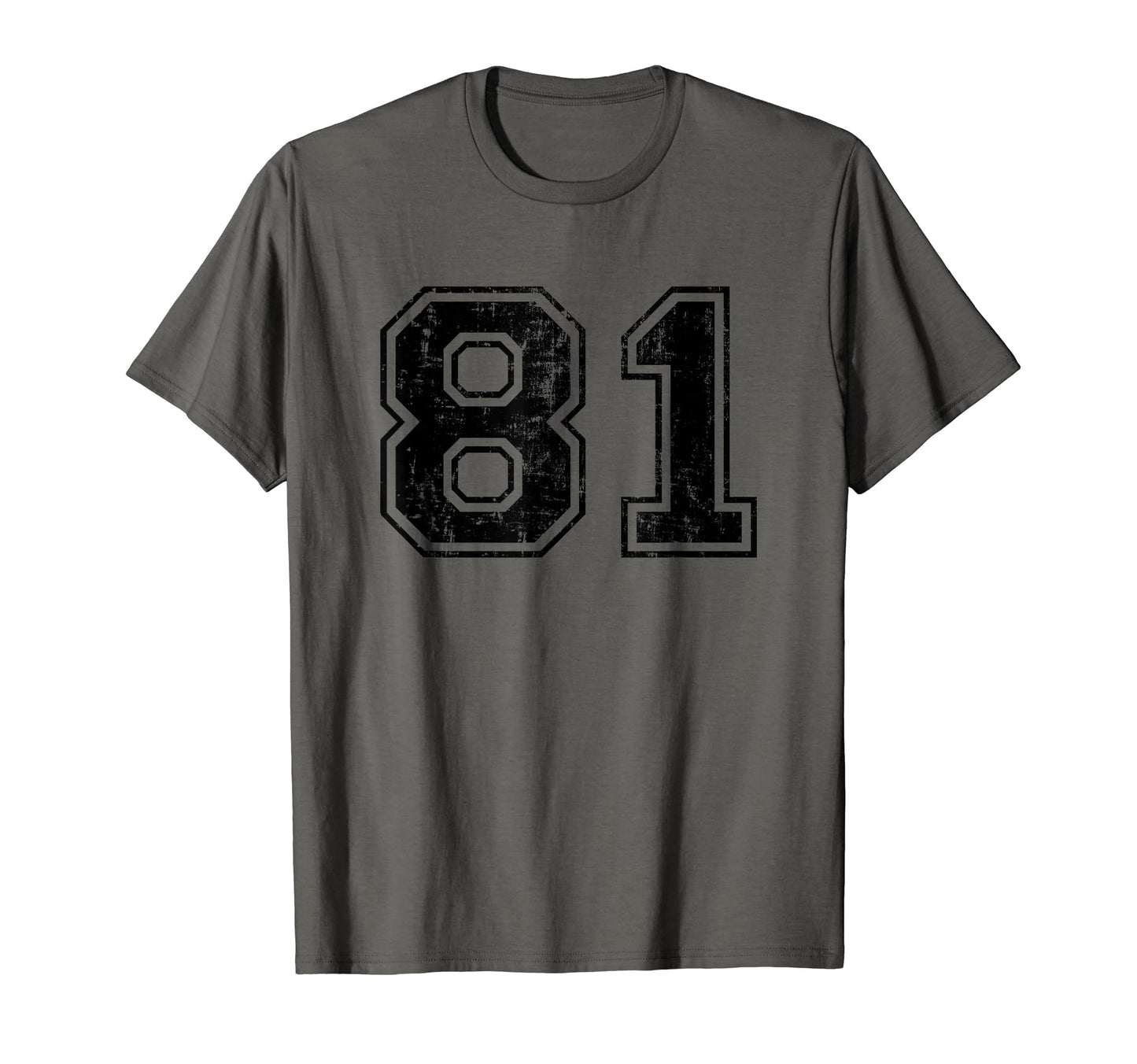 Number 81 Varsity Distressed Sport Team T-Shirt - Trendy Graphic Men Women - T-Shirt, Sweatshirt, Hoodie