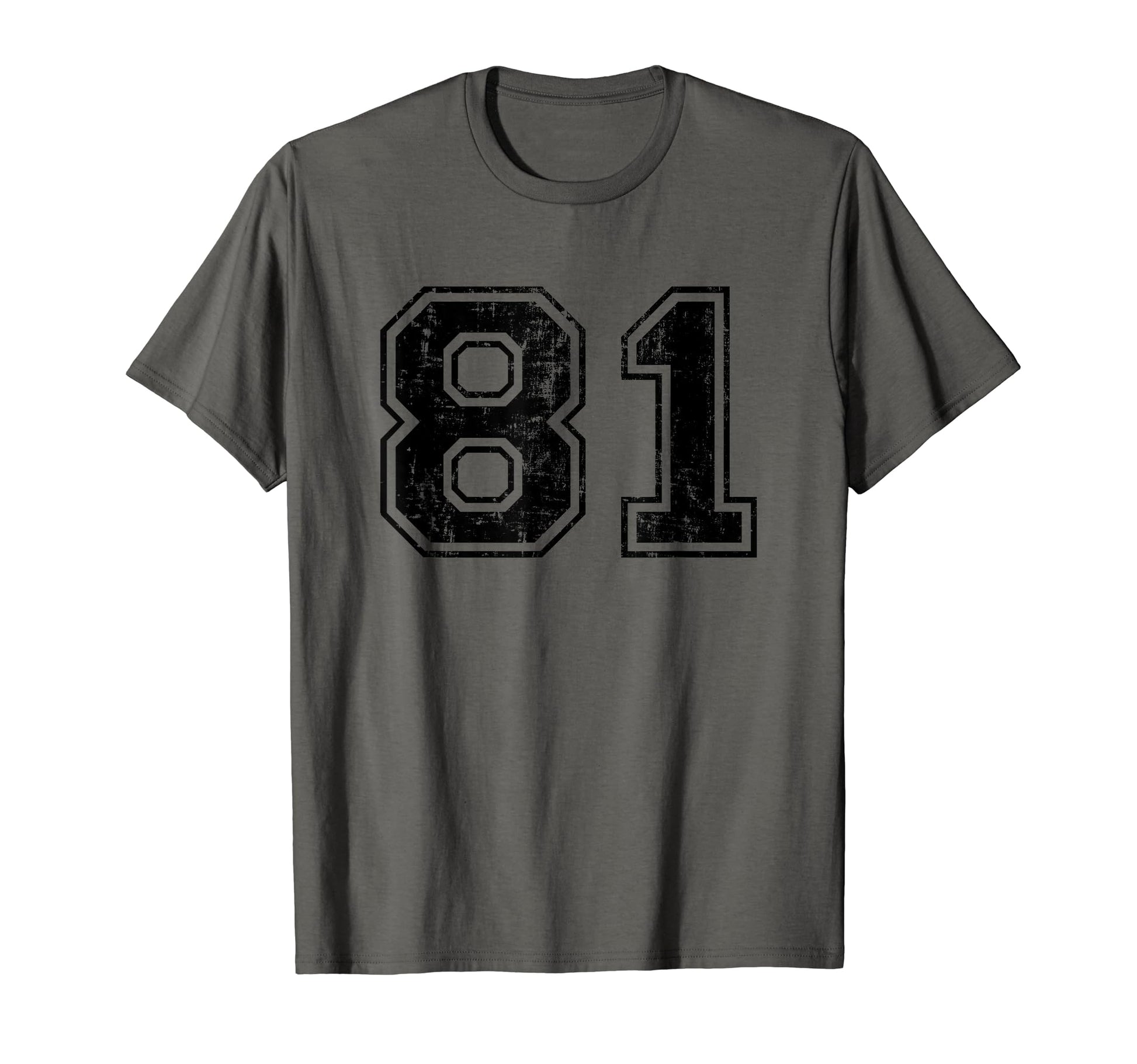 Number 81 Varsity Distressed Sport Team T-Shirt - Trendy Graphic Men Women - T-Shirt, Sweatshirt, Hoodie