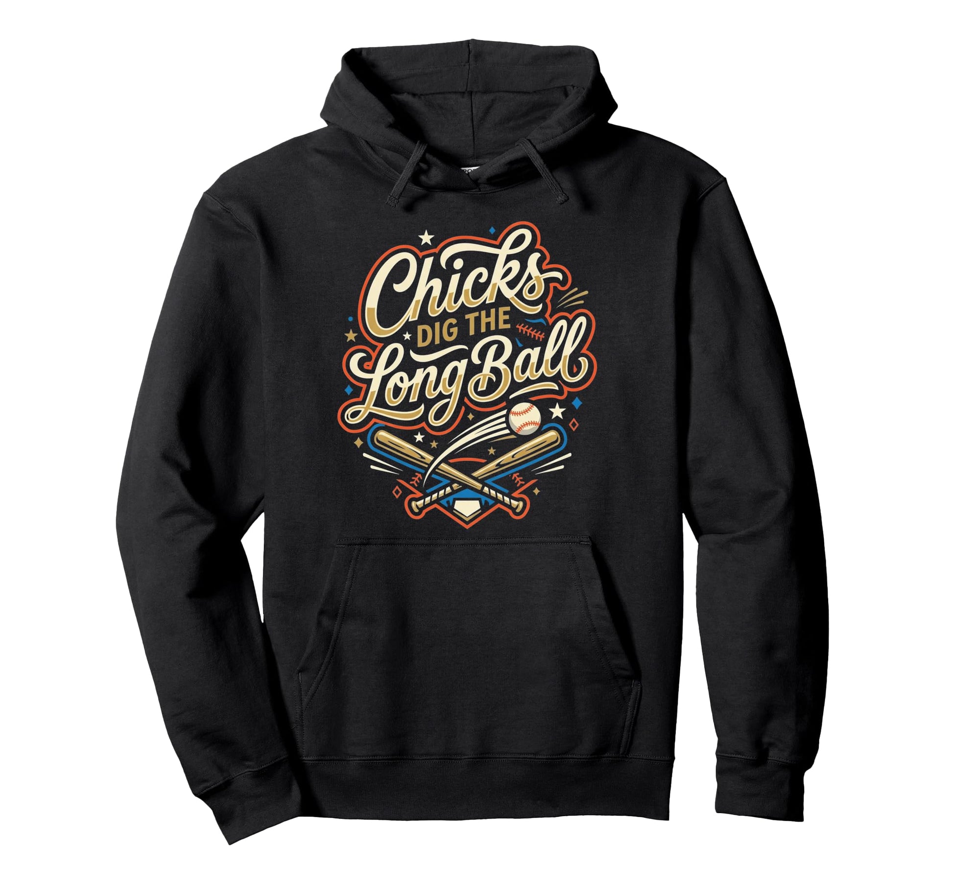 Funny Baseball Chicks Dig Long Ball Hoodie - Graphic Print for Adults - T-Shirt, Sweatshirt, Hoodie