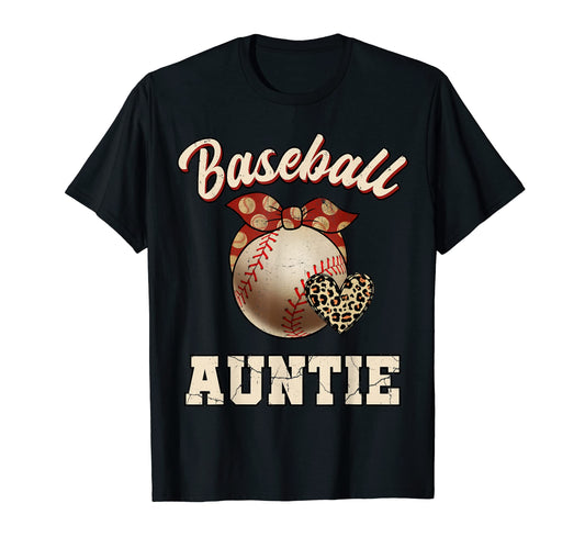 Baseball Auntie Bandana Leopard Heart T-Shirt - Minimalist Print Unisex - T-Shirt, Sweatshirt, Hoodie