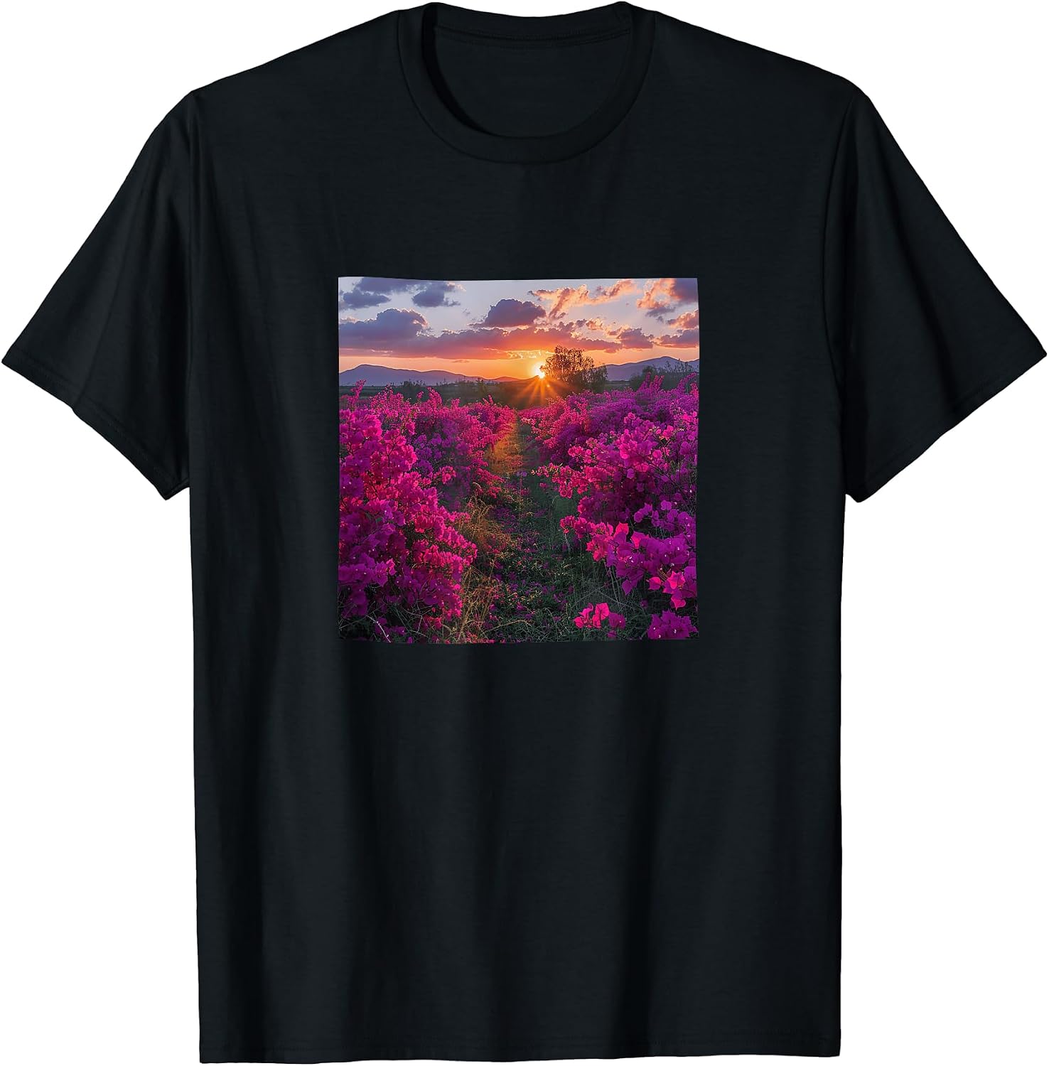 Bougainvillea Flower Field Beautiful Sunset Merch - Adult & Kids T-Shirts, Sweatshirts & Hoodies apparel design preview 1
