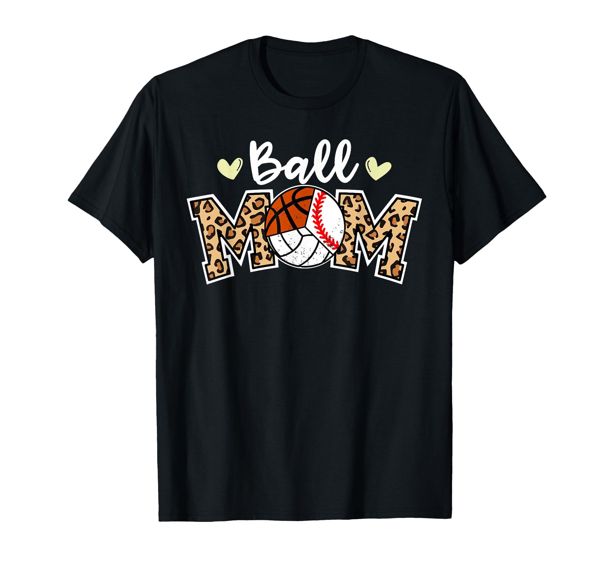 Ball Mom Leopard Baseball Volleyball T-Shirt - Casual Everyday Wear Unisex - T-Shirt, Sweatshirt, Hoodie