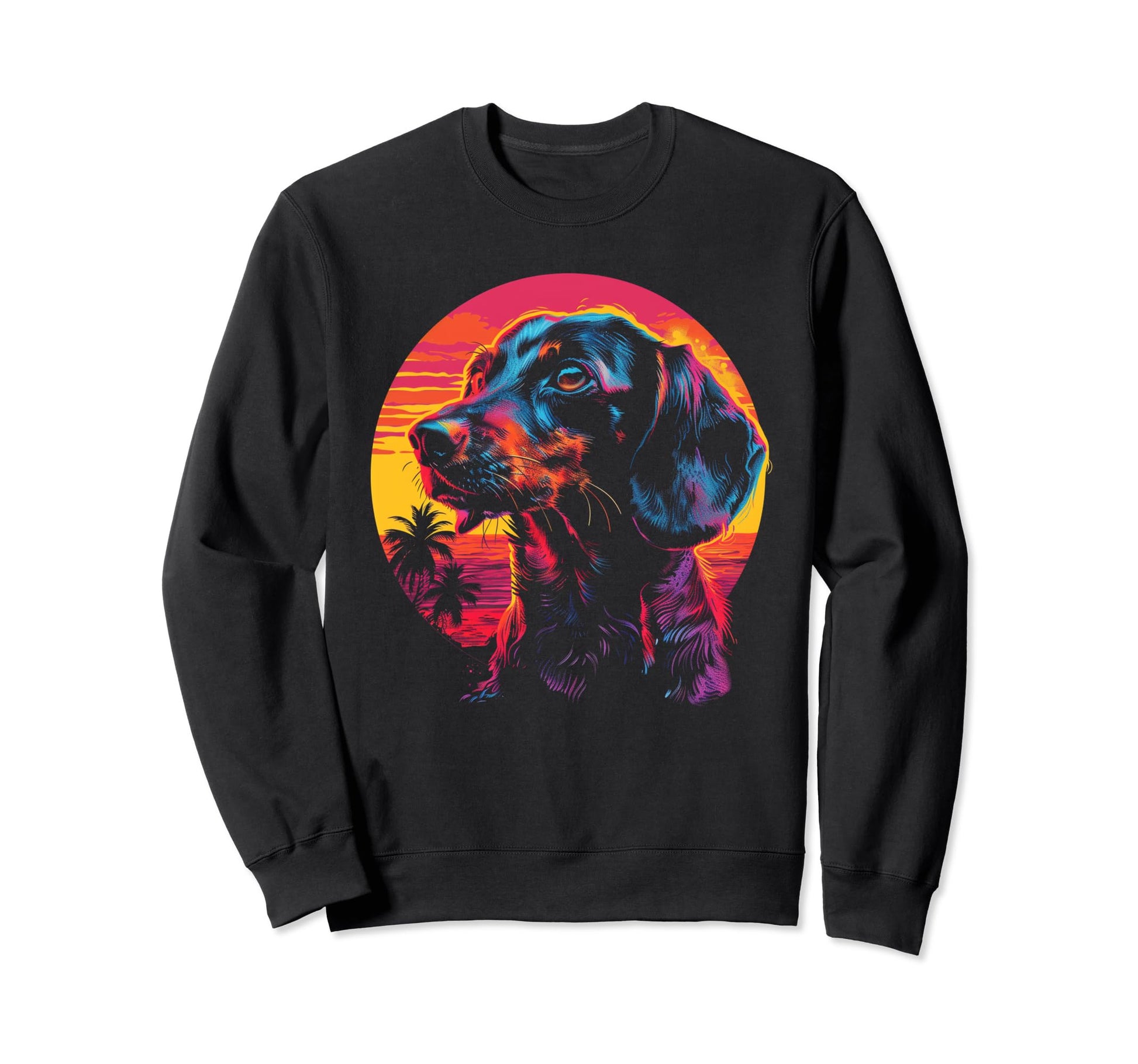 Dachshund Dog Vaporwave Sweatshirt - Aesthetic Graphic for Adults - T-Shirt, Sweatshirt, Hoodie