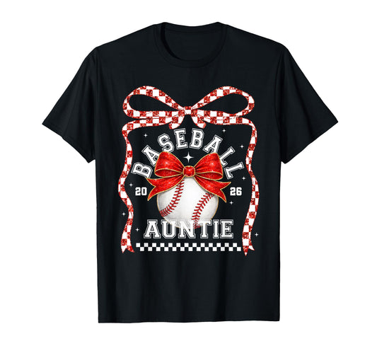 Baseball Auntie Coquette Bow Game Day T-Shirt - Graphic Print for Adults - T-Shirt, Sweatshirt, Hoodie