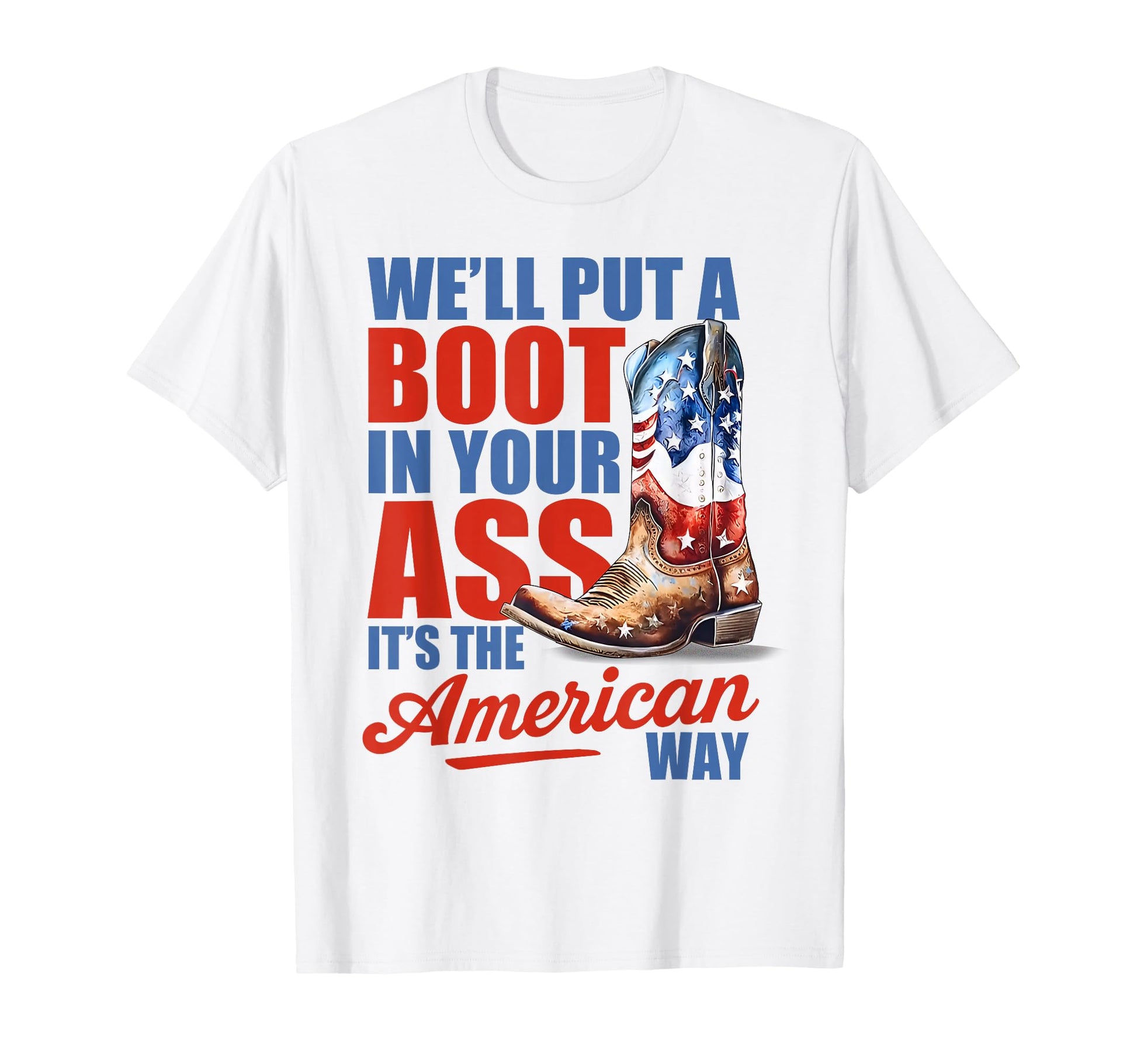 Well Put Boot Western Cowgirl Usa Flag T-Shirt - Trendy Graphic Men Women - T-Shirt, Sweatshirt, Hoodie
