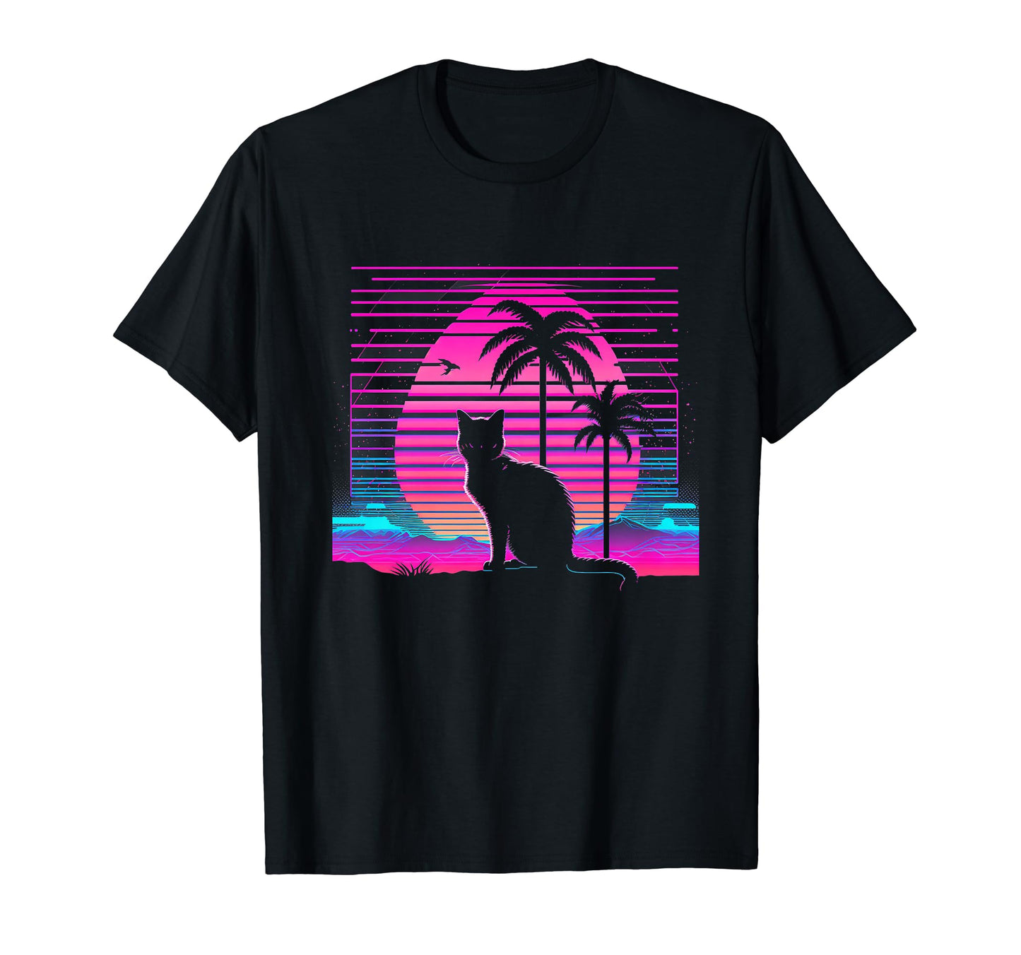 Cat Vaporwave Retrowave T-Shirt - Casual Everyday Wear for Adults - T-Shirt, Sweatshirt, Hoodie