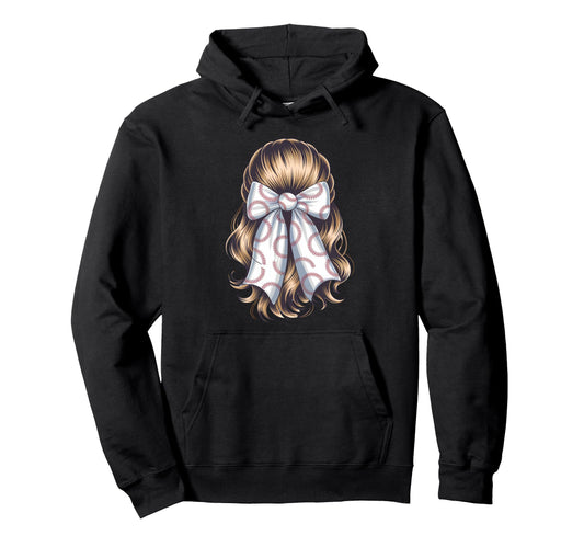 Baseball Coquette Bow Baseball Player Hoodie - Fun Novelty Design Men Women - T-Shirt, Sweatshirt, Hoodie