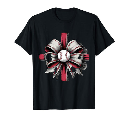 Baseball Coquette Bow Baseball Mom T-Shirt - Graphic Print Men Women - T-Shirt, Sweatshirt, Hoodie