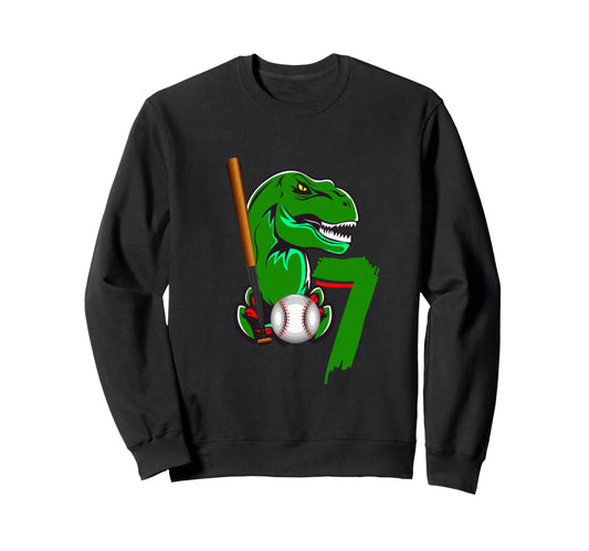 Baseball Dinosaurs T Rex Dino 7Th Sweatshirt - Custom Art Print Men Women - T-Shirt, Sweatshirt, Hoodie