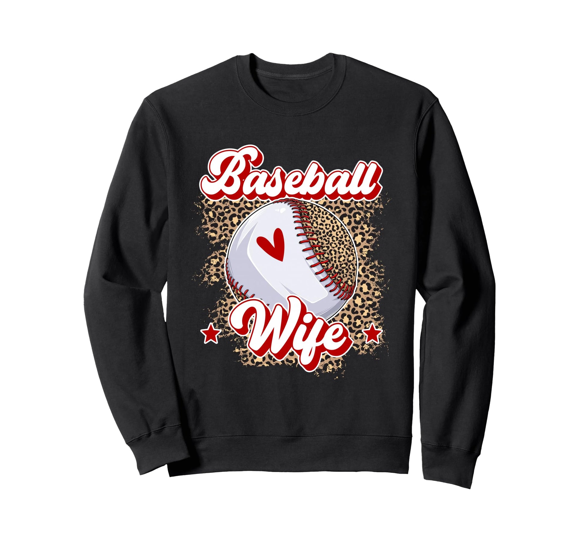 Baseball Wife Leopard Baseball Sweatshirt - Graphic Print Men Women - T-Shirt, Sweatshirt, Hoodie