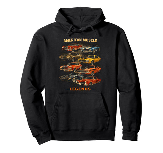 American Muscle Legends Car Lover Hoodie - Aesthetic Graphic Unisex - T-Shirt, Sweatshirt, Hoodie