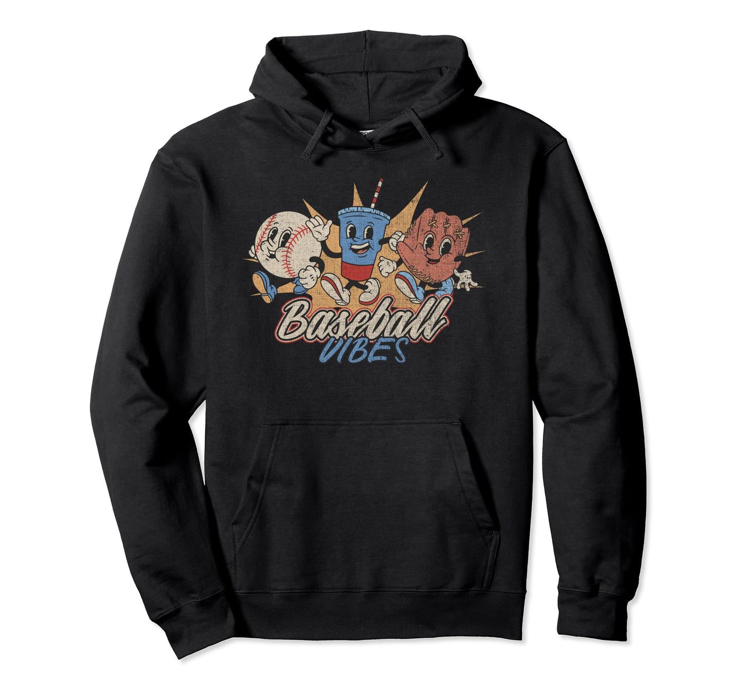 Baseball Vibes Funny Baseball Player Hoodie - Graphic Print Men Women - T-Shirt, Sweatshirt, Hoodie