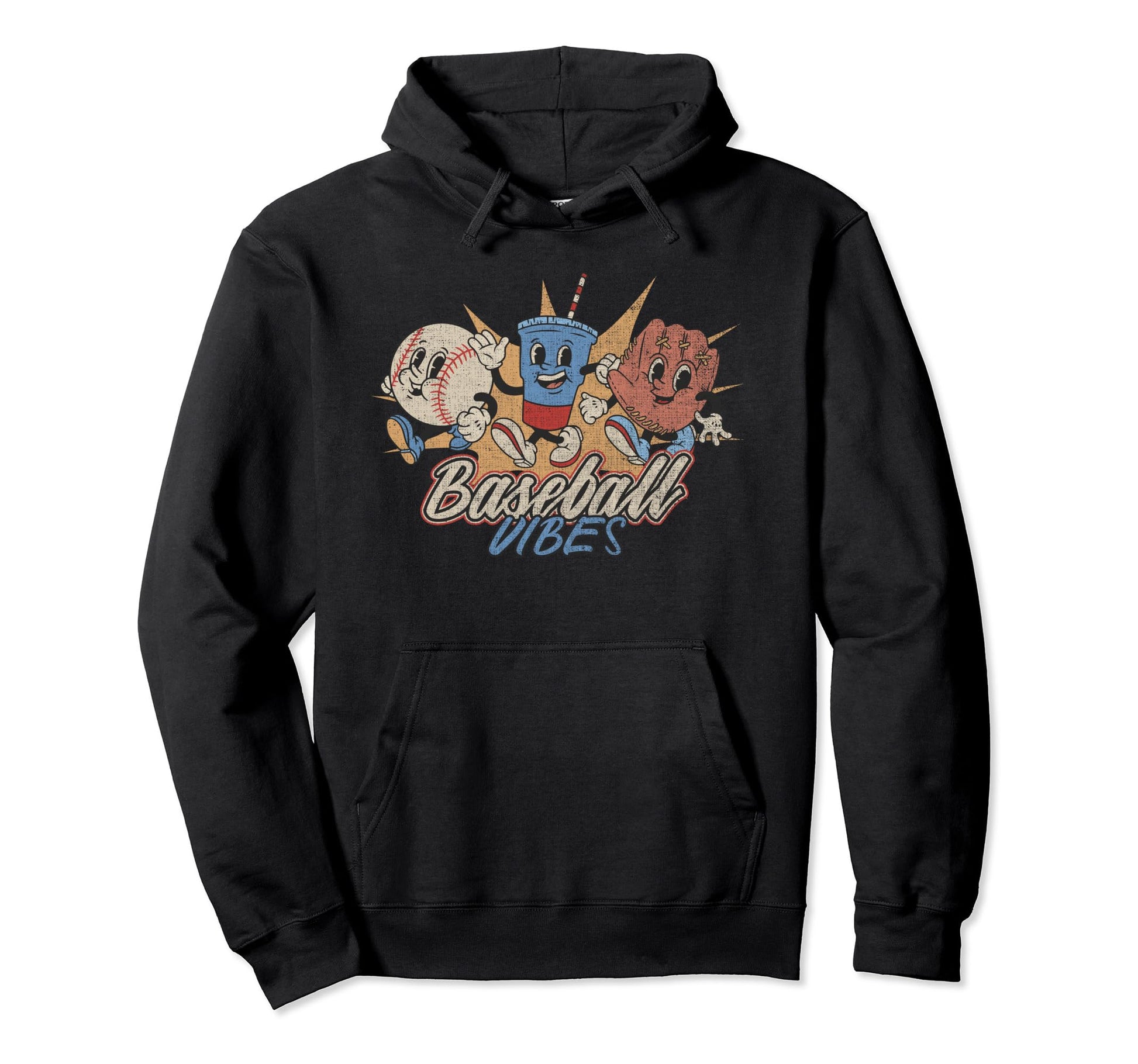 Baseball Vibes Funny Baseball Player Hoodie - Graphic Print Men Women - T-Shirt, Sweatshirt, Hoodie