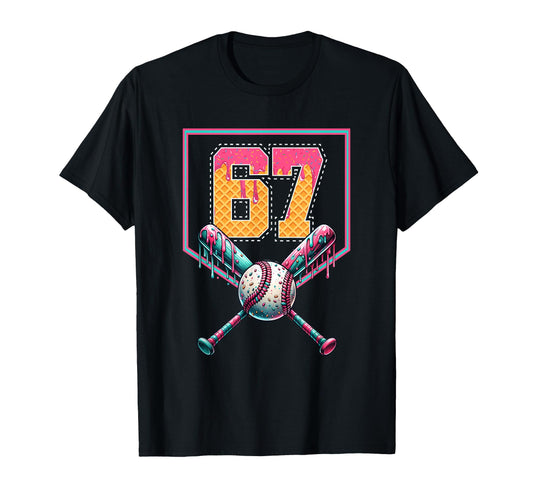 Baseball Drip Number 67 Player Or 67Th T-Shirt - Minimalist Print Unisex - T-Shirt, Sweatshirt, Hoodie