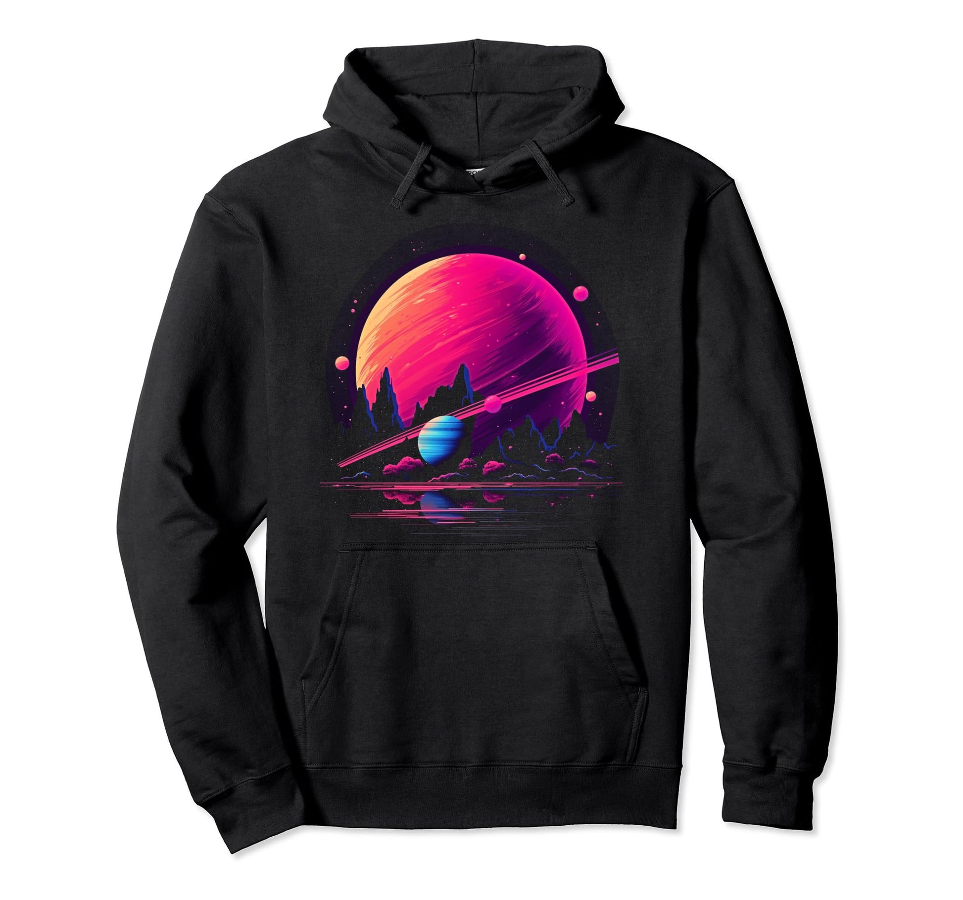 Vaporwave Solar System 80S Synthwave Hoodie - Custom Art Print Men Women - T-Shirt, Sweatshirt, Hoodie