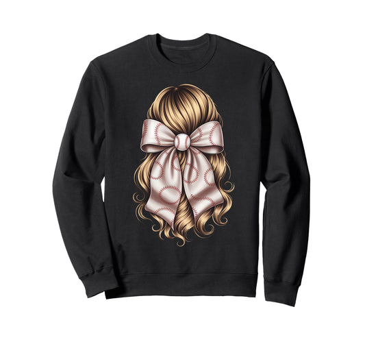 Baseball Coquette Bow Baseball Player Sweatshirt - Custom Art Print Unisex - T-Shirt, Sweatshirt, Hoodie