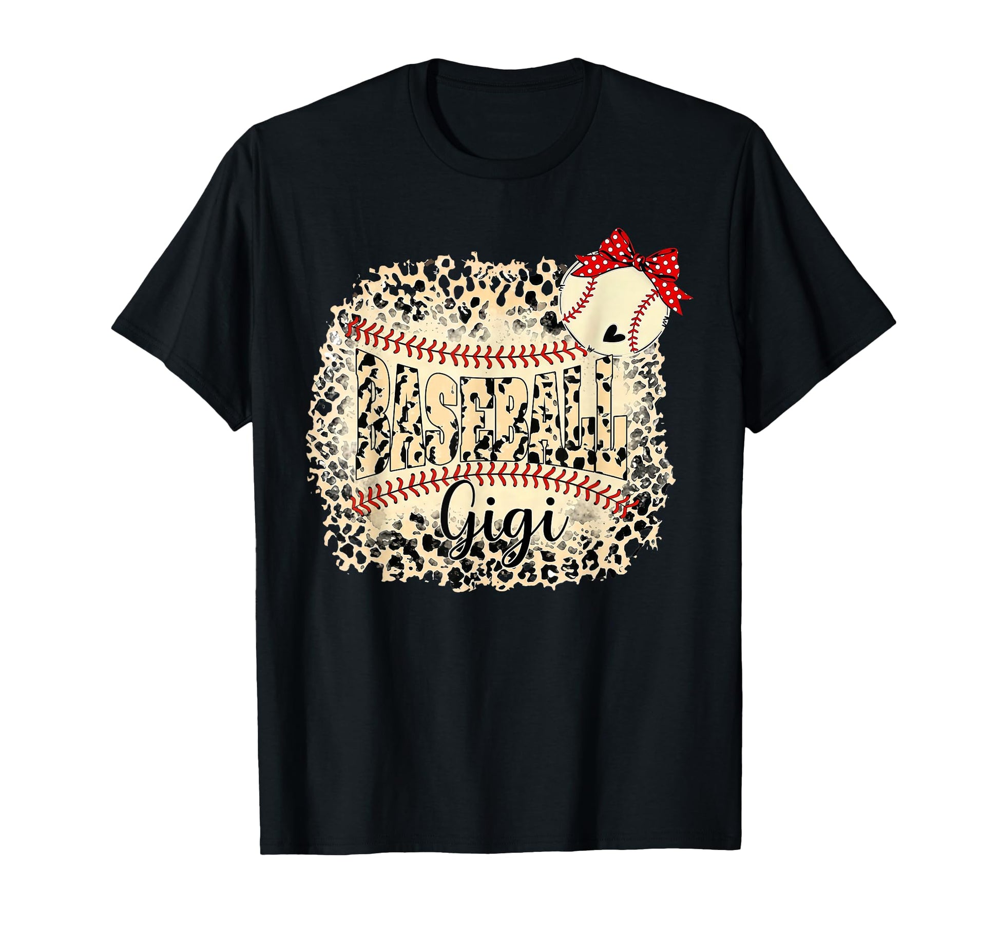 Baseball Gigi Leopard Bow Heart T-Shirt - Fun Novelty Design for Adults - T-Shirt, Sweatshirt, Hoodie