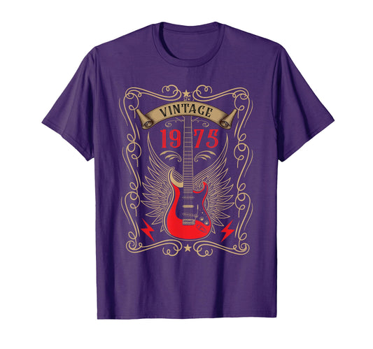 1975 Birth Year Rock Guitar Music Lovers T-Shirt - Aesthetic Graphic Unisex - T-Shirt, Sweatshirt, Hoodie