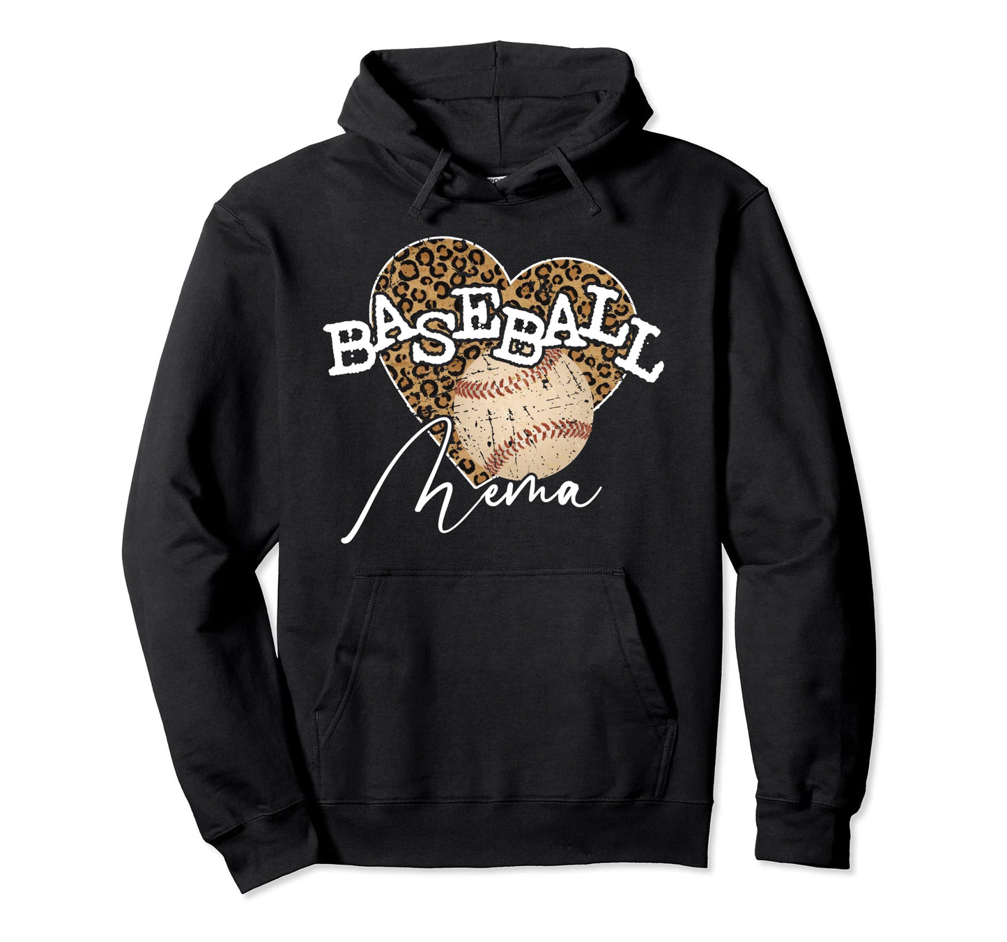 Baseball Mema Leopard Heart Baseball Hoodie - Aesthetic Graphic Men Women - T-Shirt, Sweatshirt, Hoodie