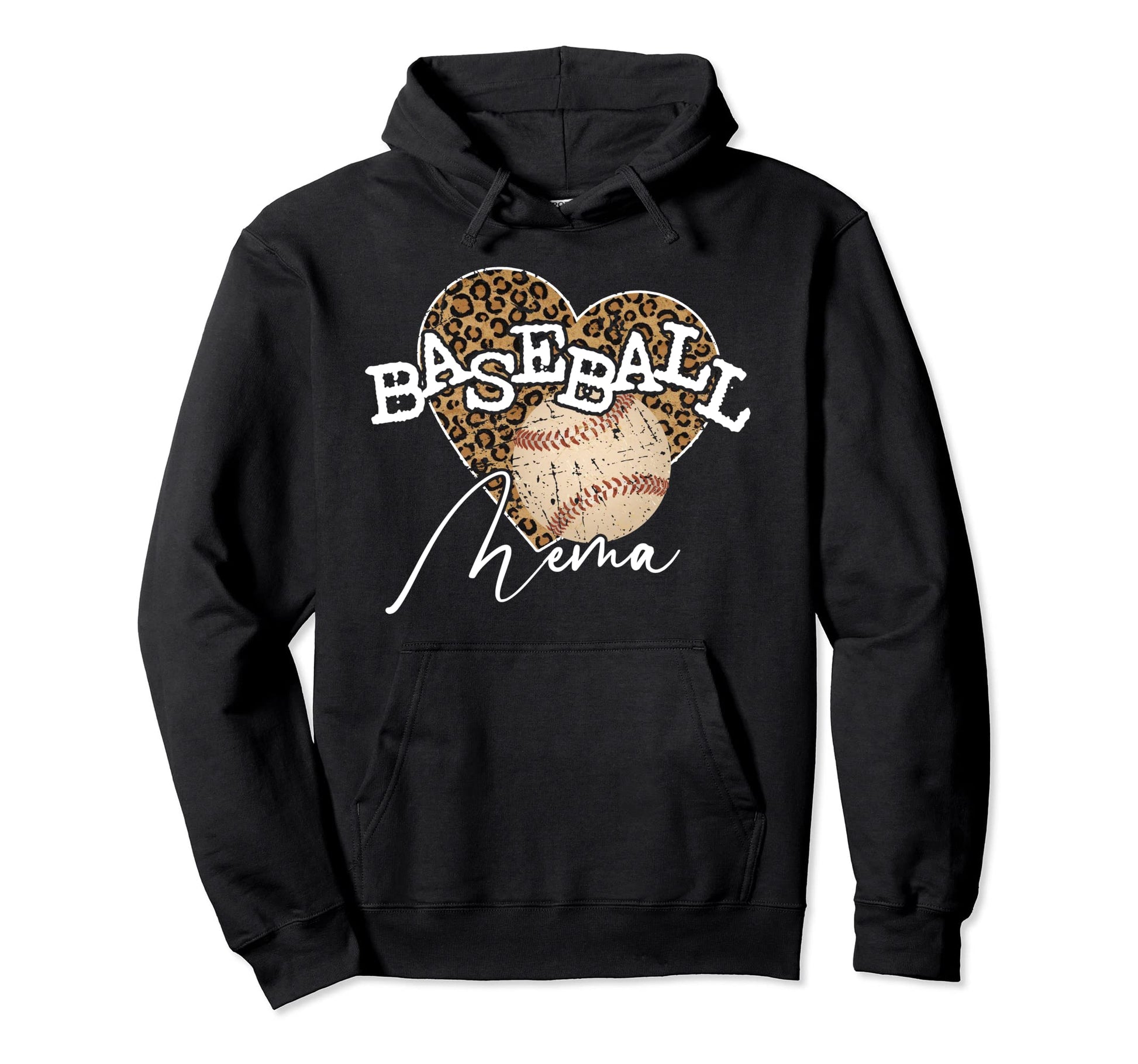 Baseball Mema Leopard Heart Baseball Hoodie - Aesthetic Graphic Men Women - T-Shirt, Sweatshirt, Hoodie