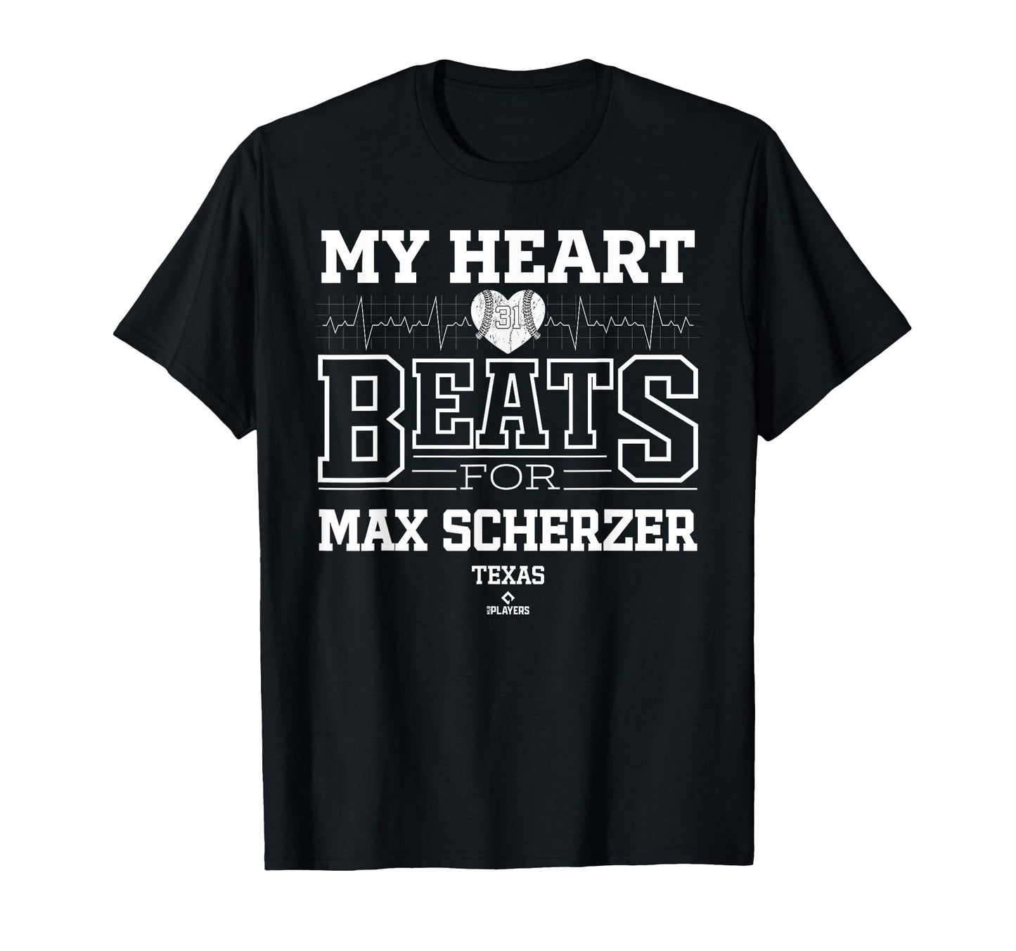My Heart Beats Max Scherzer Texas T-Shirt - Minimalist Print for Adults - T-Shirt, Sweatshirt, Hoodie