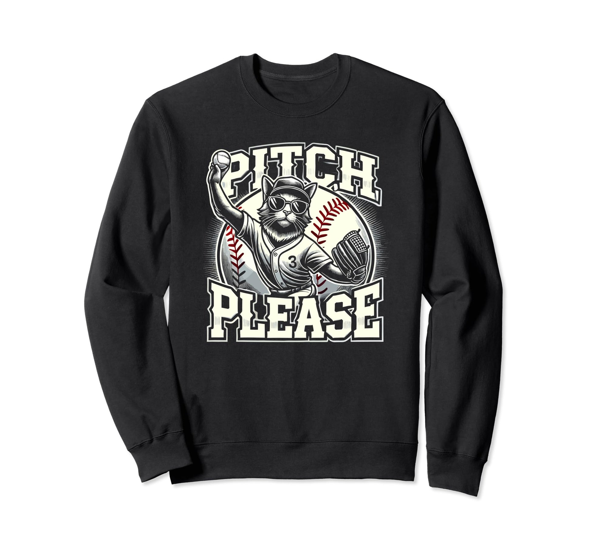 Pitching Baseball Player Cat Pitch Sweatshirt - Novelty Apparel Unisex - T-Shirt, Sweatshirt, Hoodie