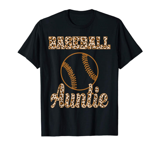 Auntie Baseball Aunt Leopard Cheetah T-Shirt - Trendy Graphic for Adults - T-Shirt, Sweatshirt, Hoodie
