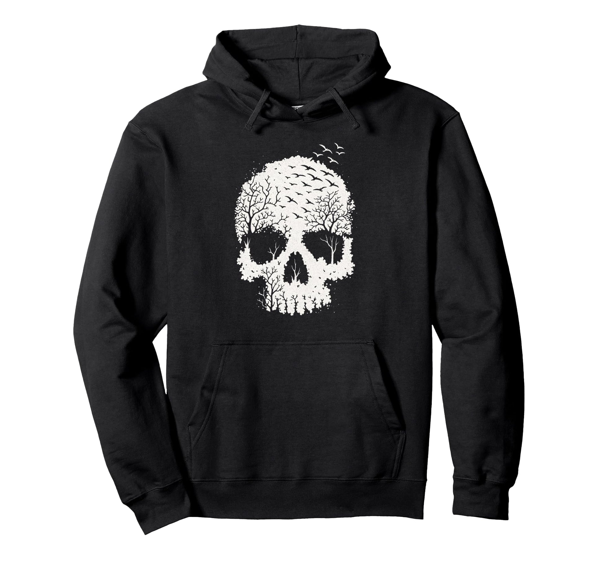 Skull Nature Forest Gothic Grunge Punk Hoodie - Minimalist Print Men Women - T-Shirt, Sweatshirt, Hoodie