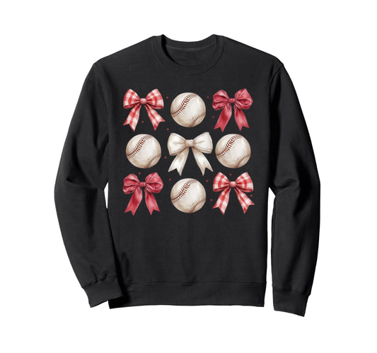 Baseball Coquette Bow Mom Sister Sweatshirt - Aesthetic Graphic for Adults - T-Shirt, Sweatshirt, Hoodie