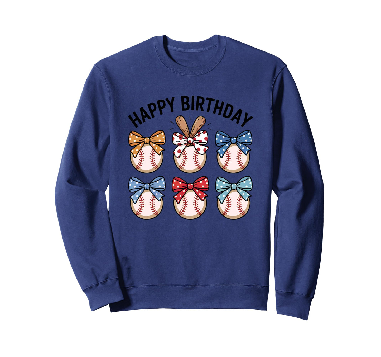Happy Birthday Baseball Bow Tie Sweatshirt - Trendy Graphic for Adults - T-Shirt, Sweatshirt, Hoodie