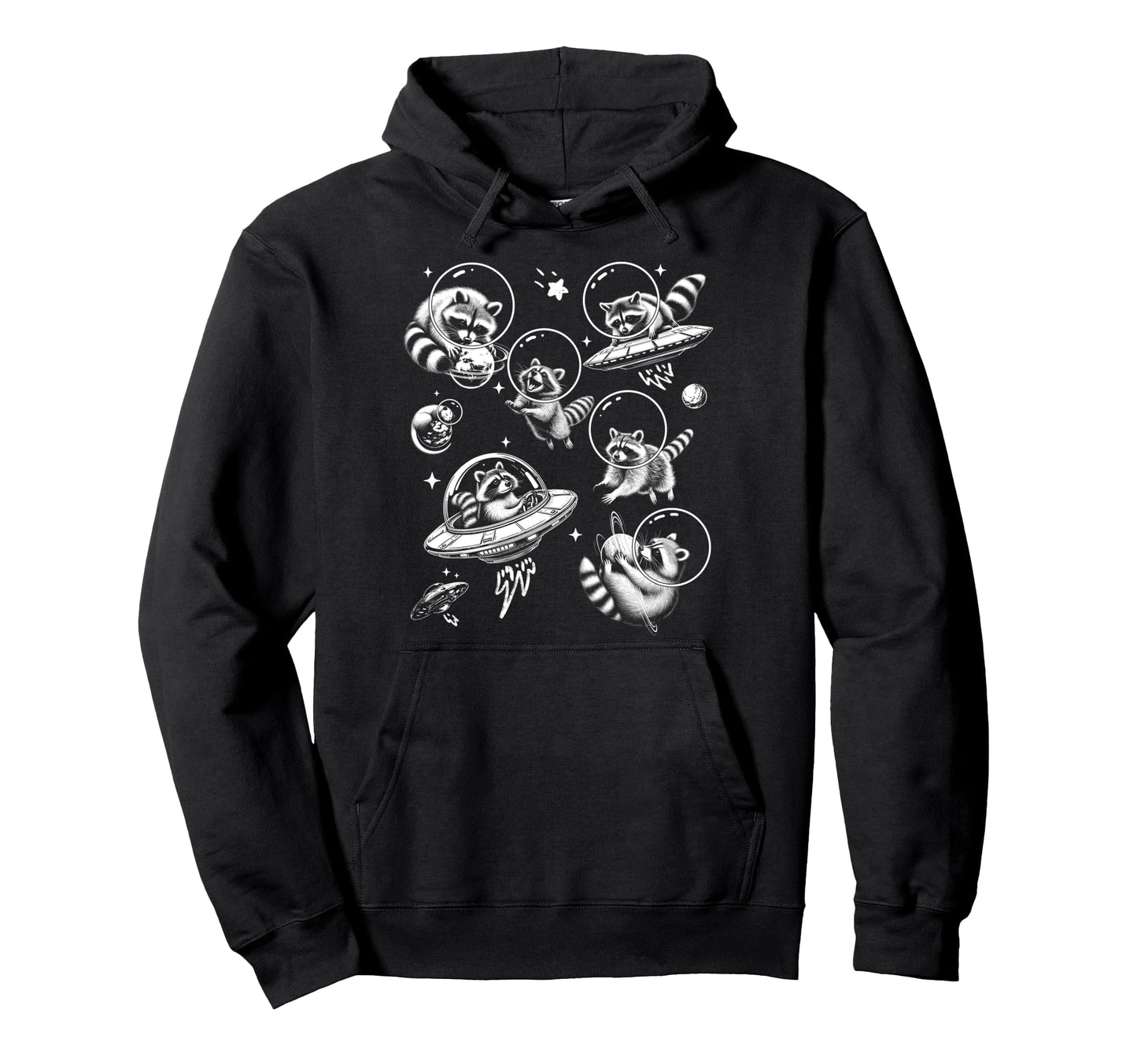 Hilarious Raccoon Astronaut Space Trash Hoodie - Graphic Print Unisex - T-Shirt, Sweatshirt, Hoodie
