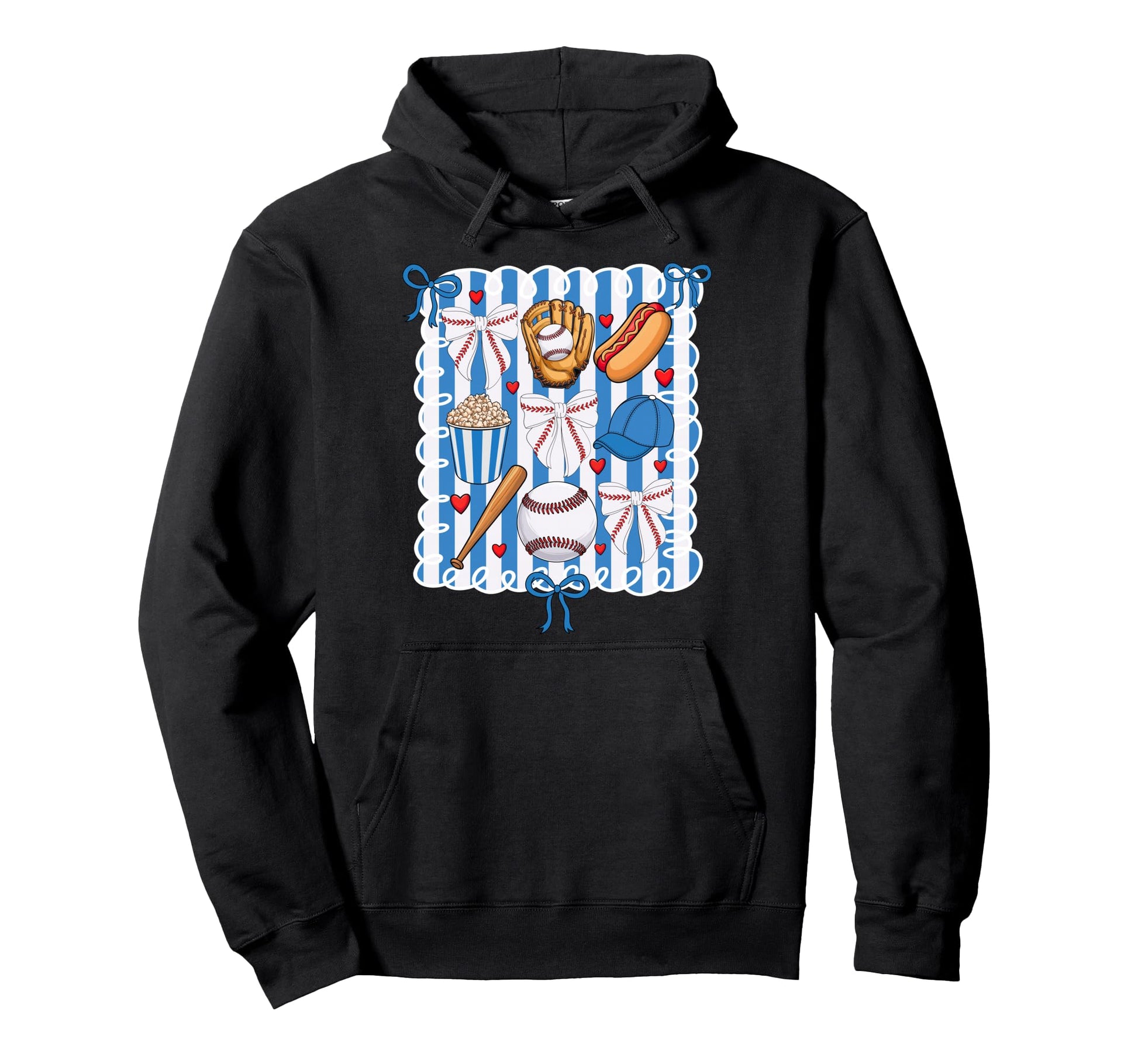 Baseball Coquette Bow Baseball Cheer Hoodie - Novelty Apparel for Adults - T-Shirt, Sweatshirt, Hoodie