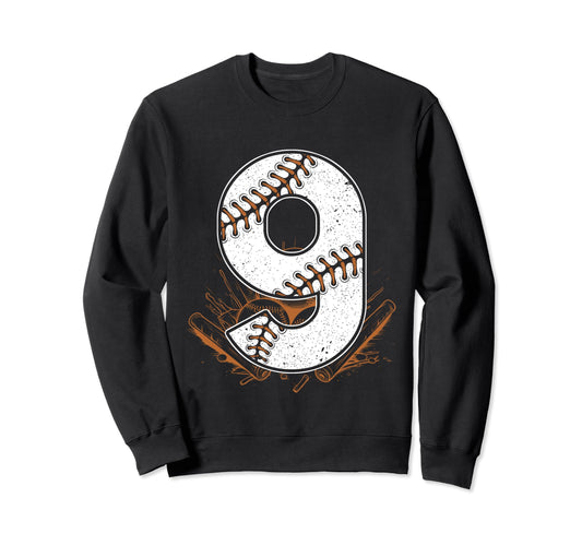 Baseball Birthday 9Th Birthday Party Sweatshirt - Unique Graphic Unisex - T-Shirt, Sweatshirt, Hoodie