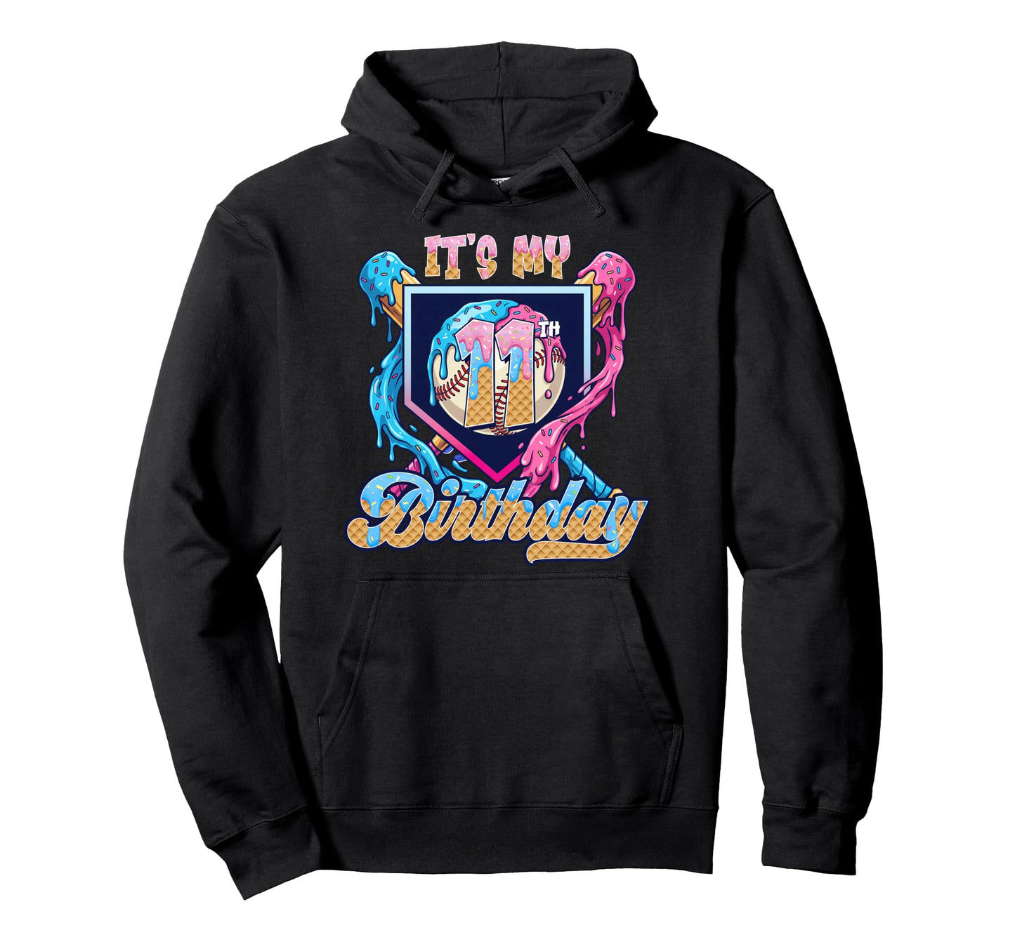 11Th Baseball Drip Birthday Party Hoodie - Casual Everyday Wear Unisex - T-Shirt, Sweatshirt, Hoodie