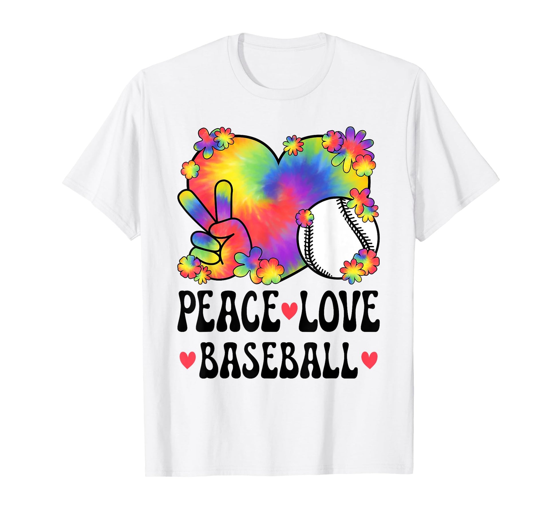Peace Love Baseball Lover 60S 70S Hippie T-Shirt - Novelty Apparel Unisex - T-Shirt, Sweatshirt, Hoodie