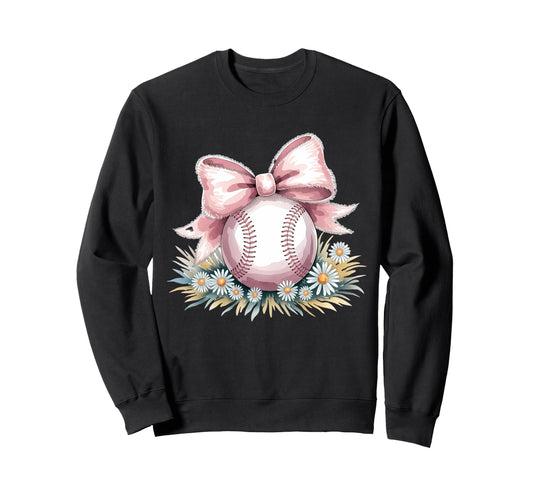 Baseball Coquette Bow Baseball Player Sweatshirt - Streetwear Style Unisex - T-Shirt, Sweatshirt, Hoodie
