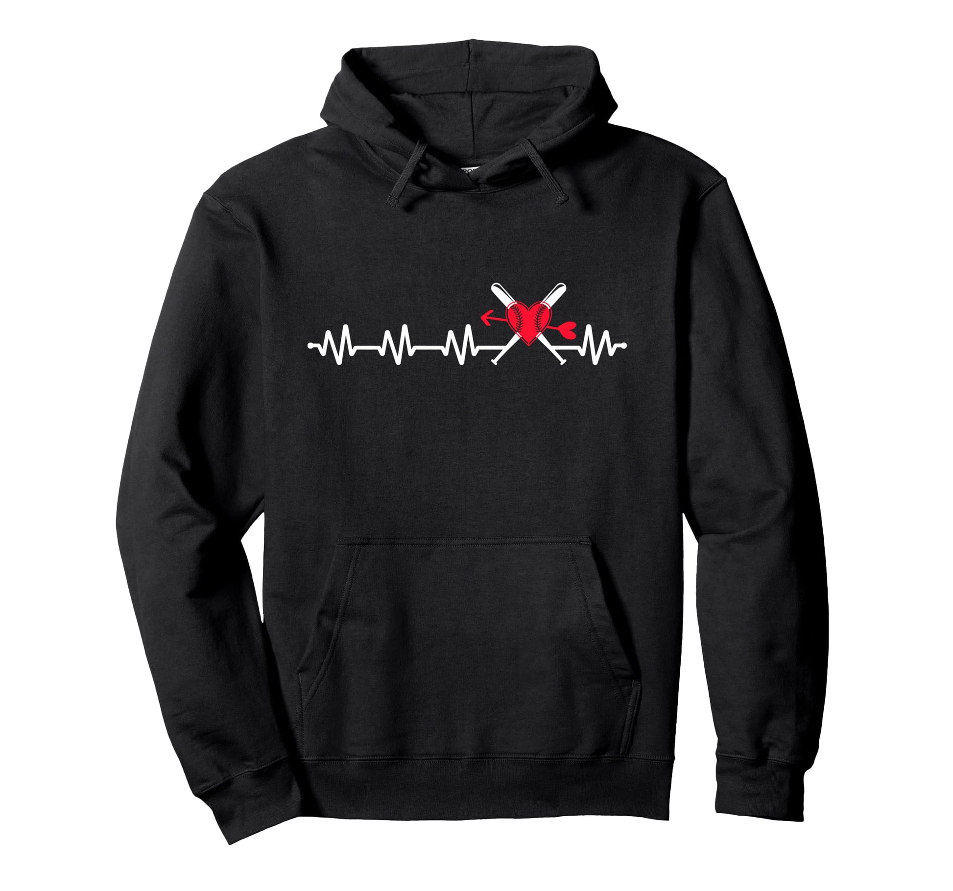 Baseball Softball Baseball Mom Heartbeat Hoodie - Trendy Graphic Unisex - T-Shirt, Sweatshirt, Hoodie