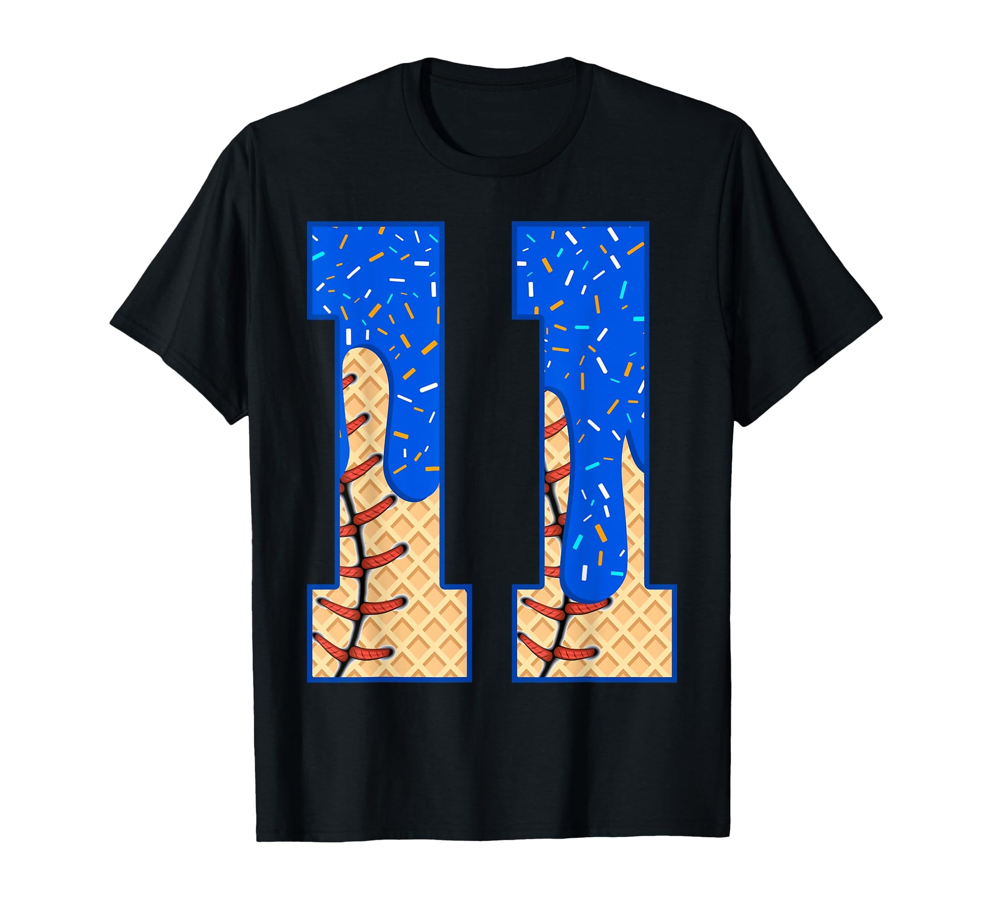 11Th Birthday Ice Cream Baseball Drip T-Shirt - Trendy Graphic for Adults - T-Shirt, Sweatshirt, Hoodie