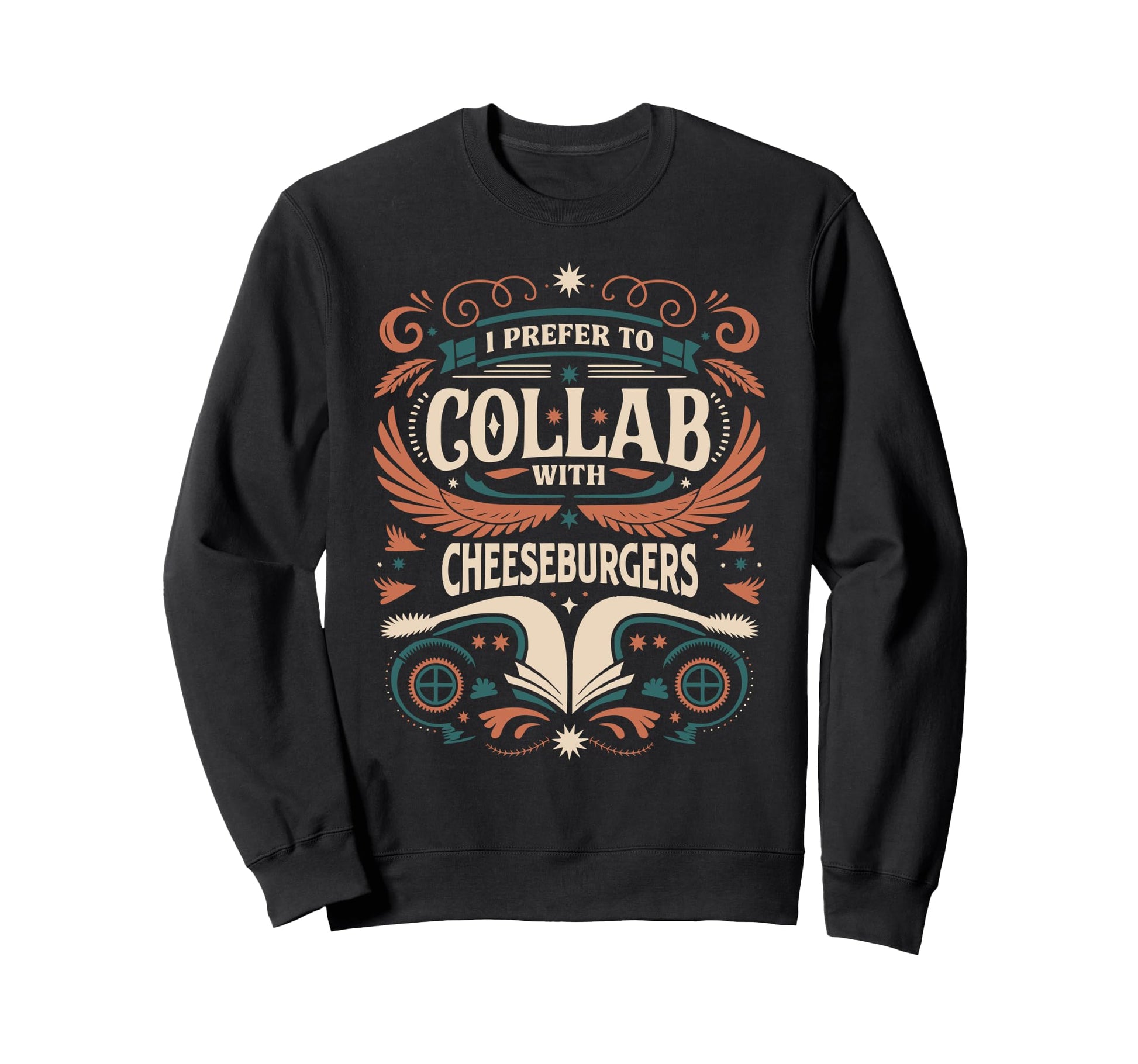 Funny Collab Cheeseburgers Typography Sweatshirt - Unique Graphic Unisex - T-Shirt, Sweatshirt, Hoodie