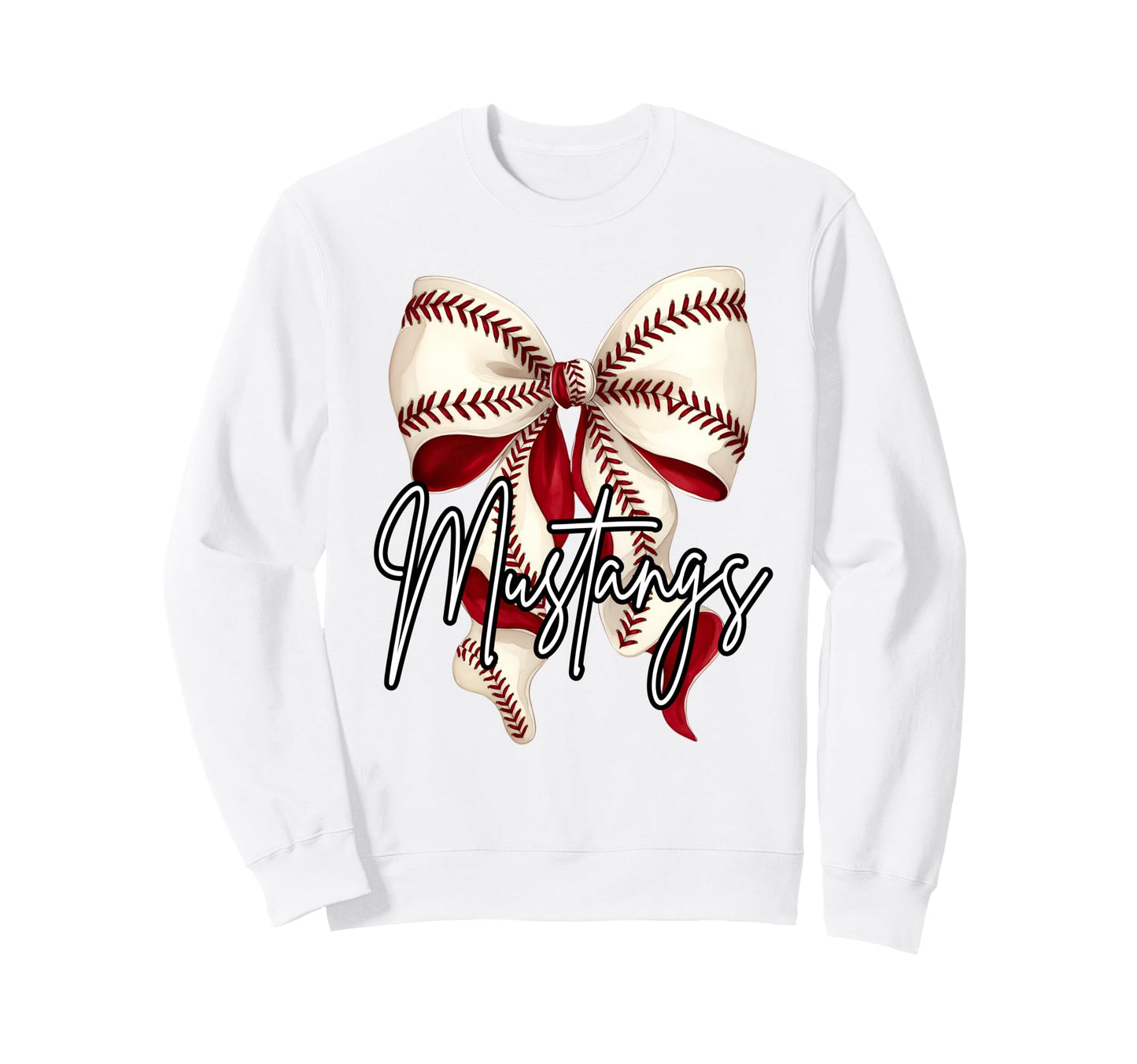 Mustangs Baseball Mom Coquette Bow Sweatshirt - Novelty Apparel Unisex - T-Shirt, Sweatshirt, Hoodie