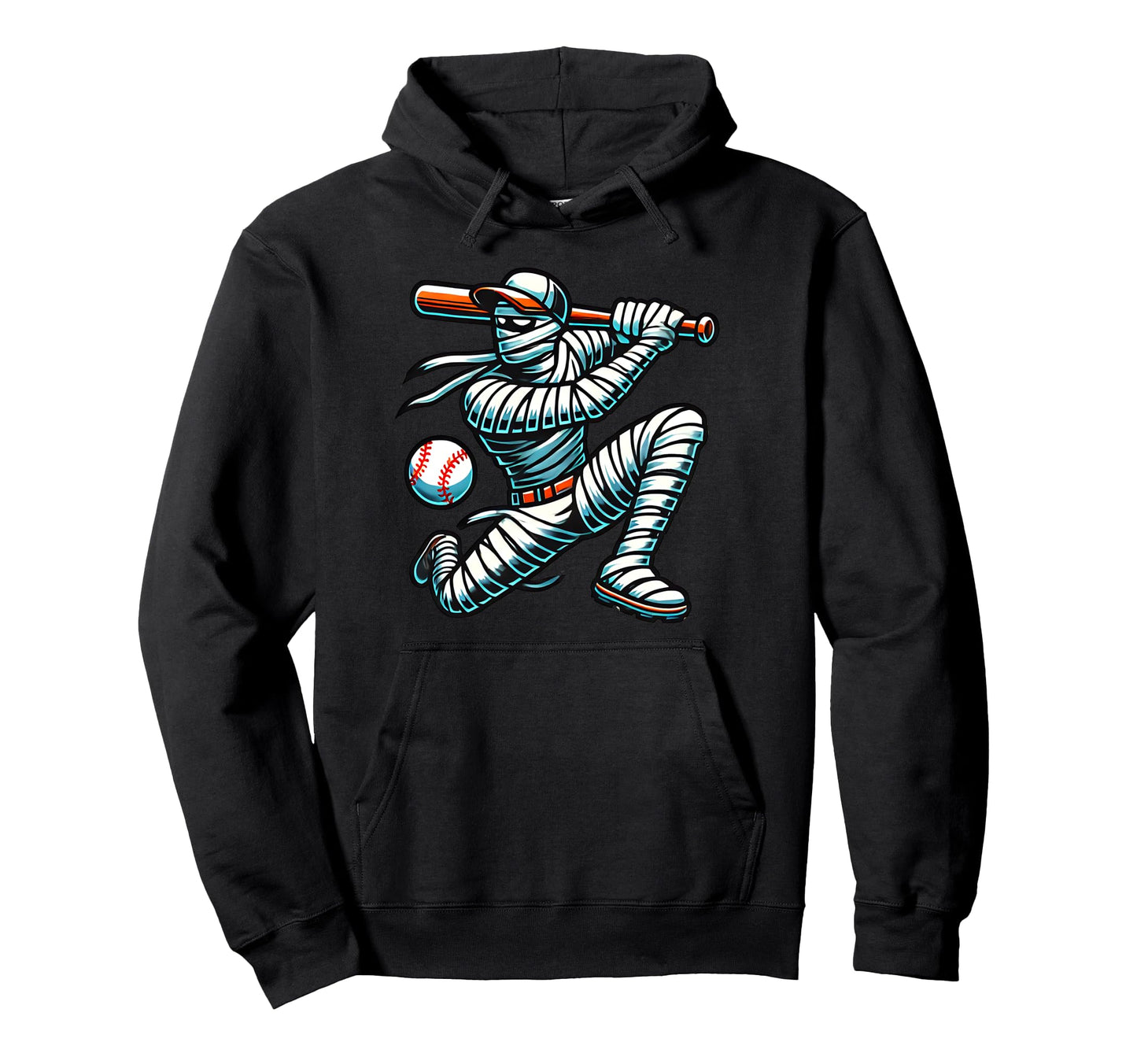 Halloween Baseball Mummy Sports Funny Hoodie - Unique Graphic Unisex - T-Shirt, Sweatshirt, Hoodie